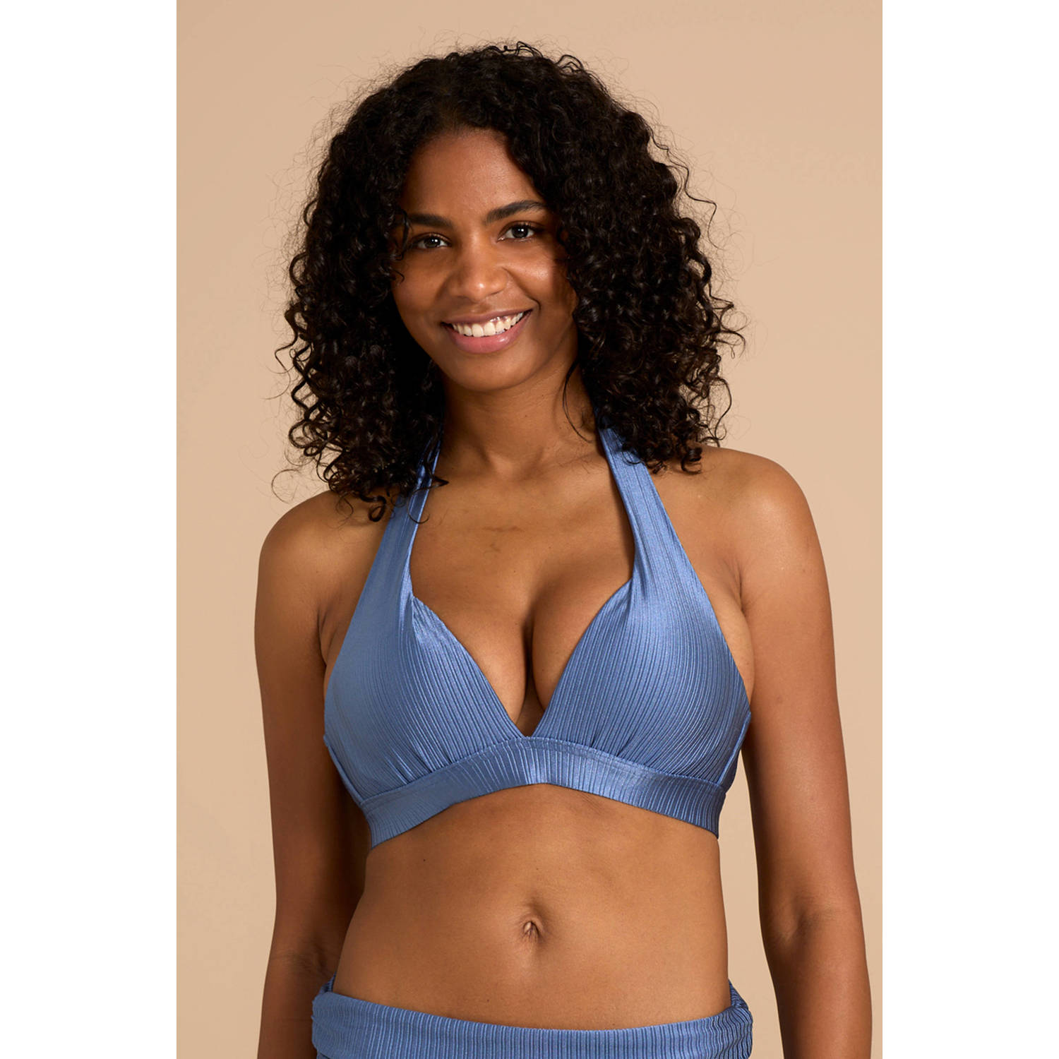 BEACHWAVE voorgevormde push-up bikinitop blauw