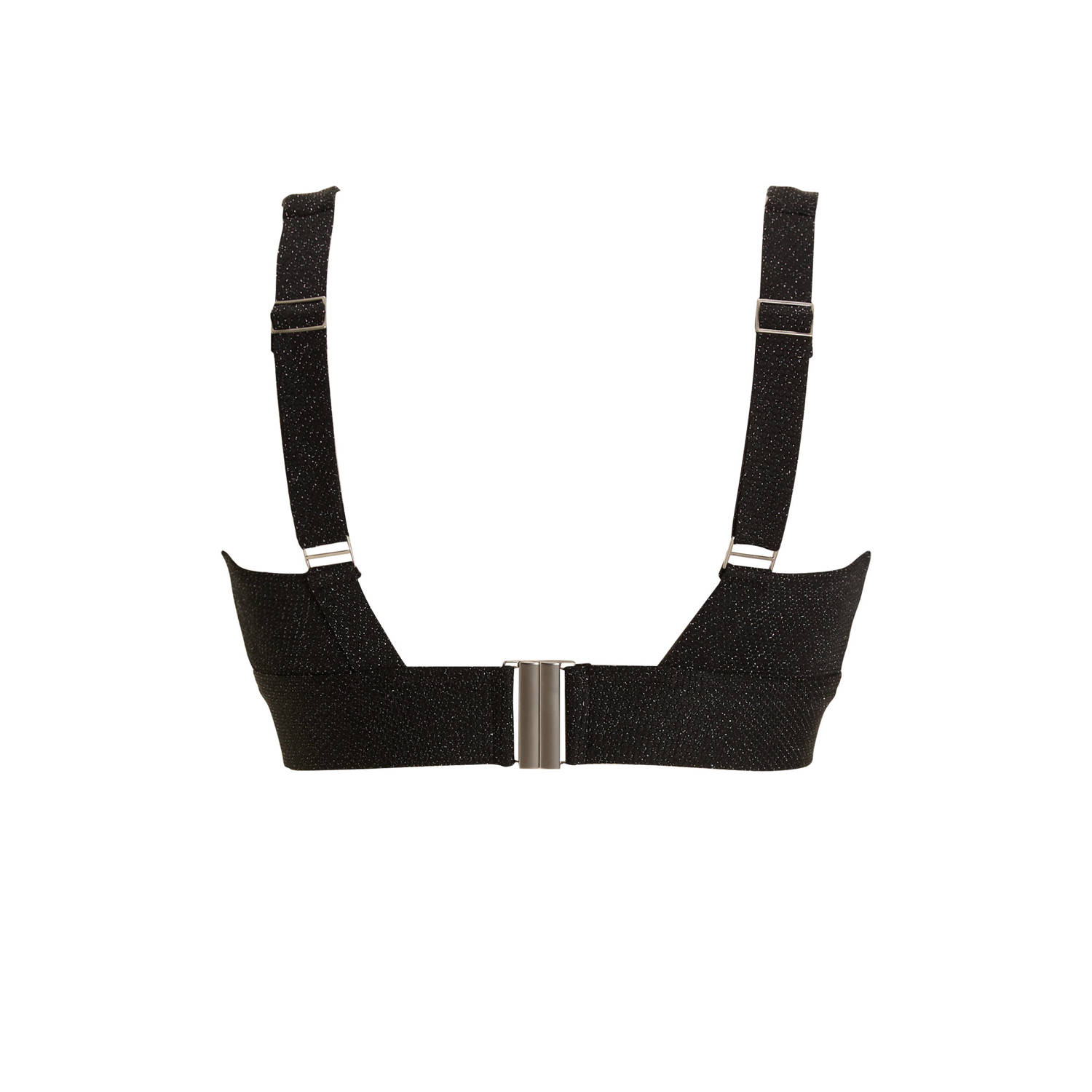 BEACHWAVE Curve voorgevormde crop bikinitop met lurex zwart
