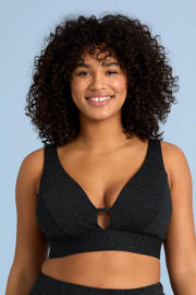 thumbnail: BEACHWAVE Curve voorgevormde crop bikinitop met lurex zwart