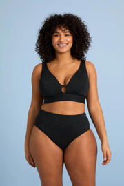 thumbnail: BEACHWAVE Curve voorgevormde crop bikinitop met lurex zwart