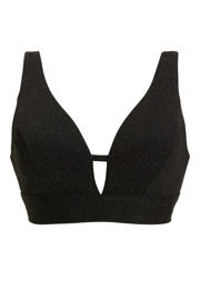 thumbnail: BEACHWAVE Curve voorgevormde crop bikinitop met lurex zwart