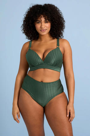 high waist bikinibroekje met ribstructuur groen