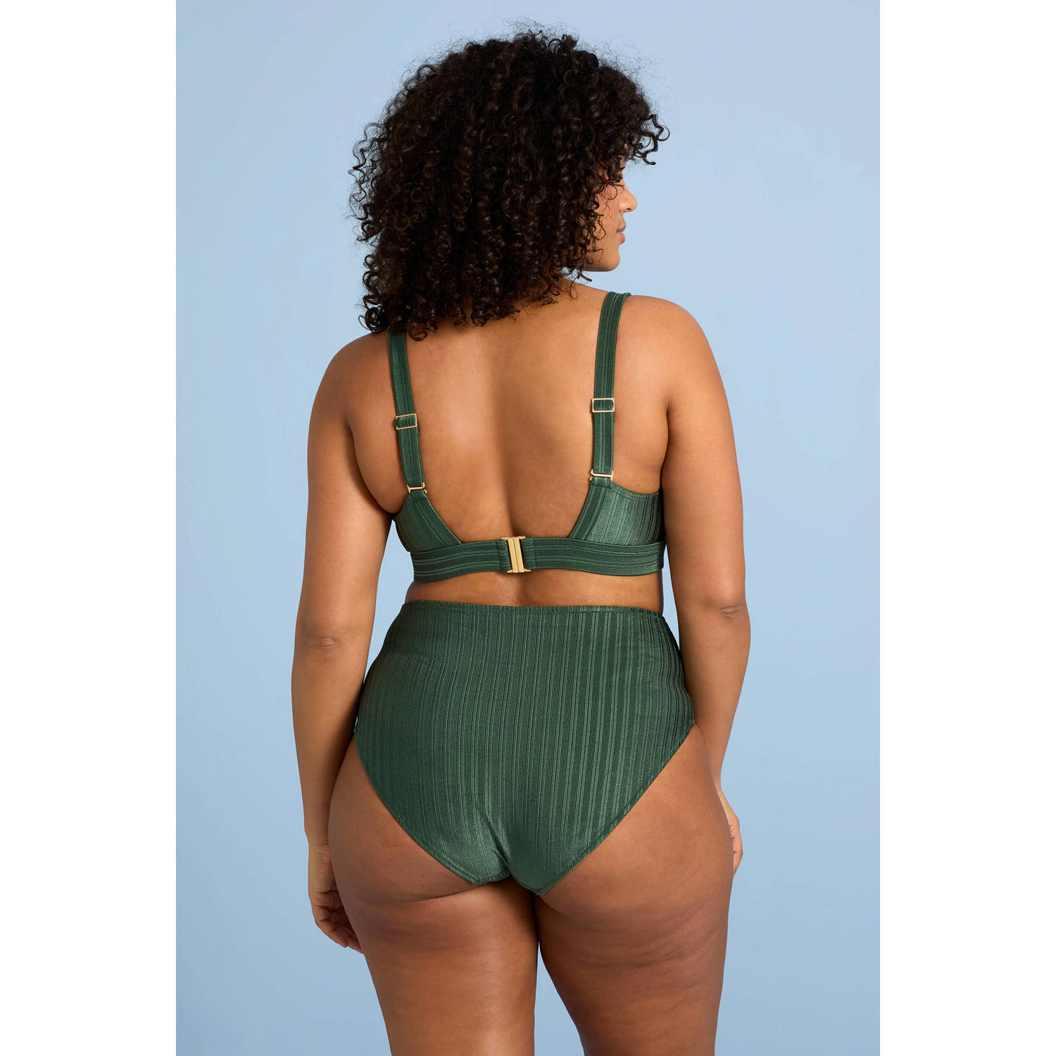 BEACHWAVE Curve high waist bikinibroekje met ribstructuur groen
