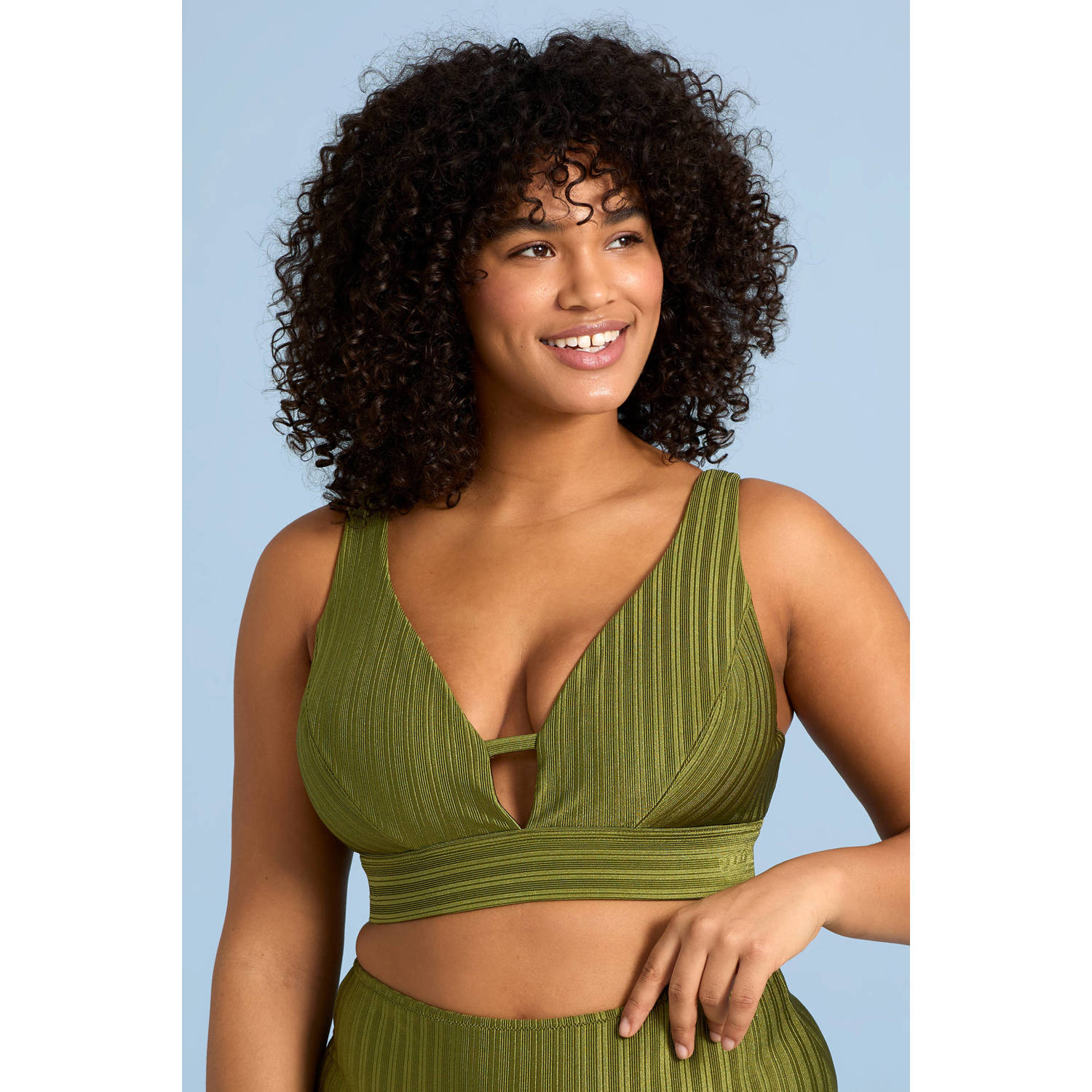 BEACHWAVE Curve voorgevormde crop bikinitop groen