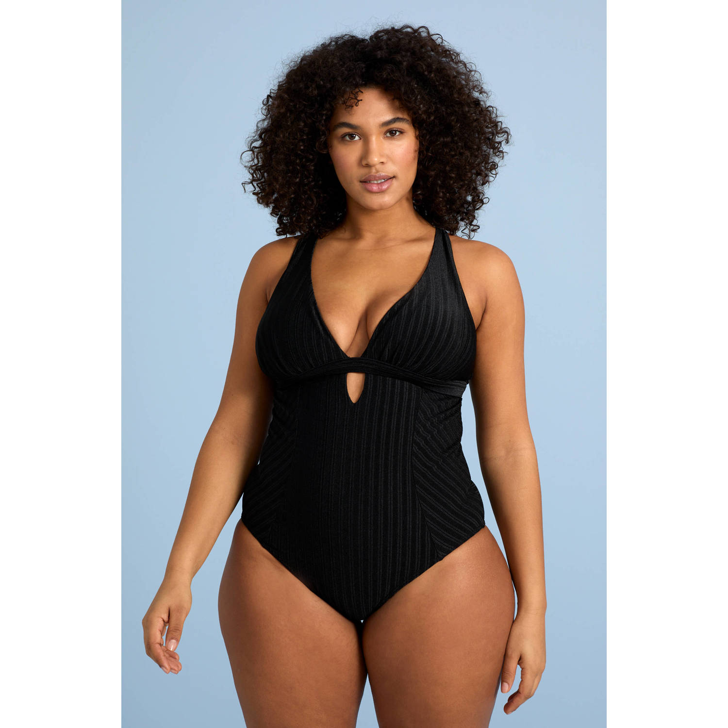BEACHWAVE Curve corrigerend badpak zwart
