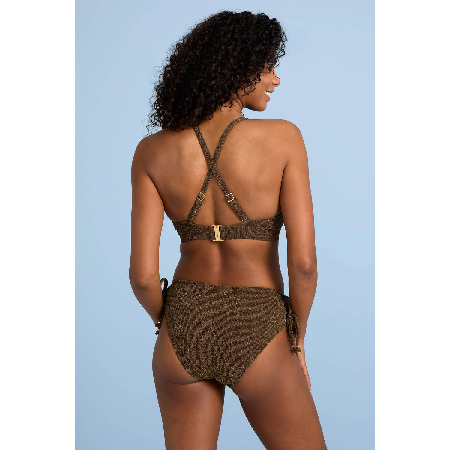 BEACHWAVE bikinibroekje met lurex bruin