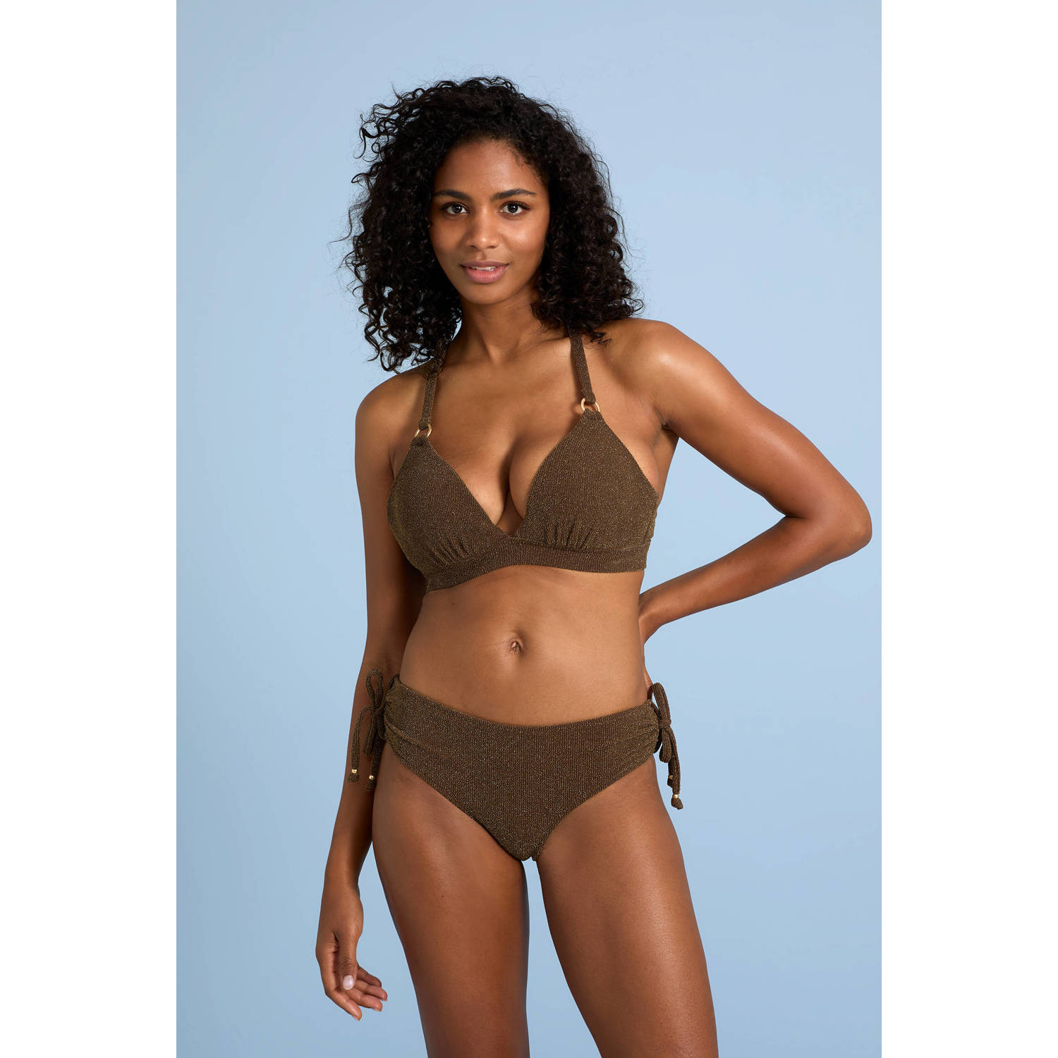 BEACHWAVE bikinibroekje met lurex bruin