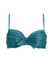 thumbnail: BEACHWAVE voorgevormde beugel bikinitop met goud lurex blauw