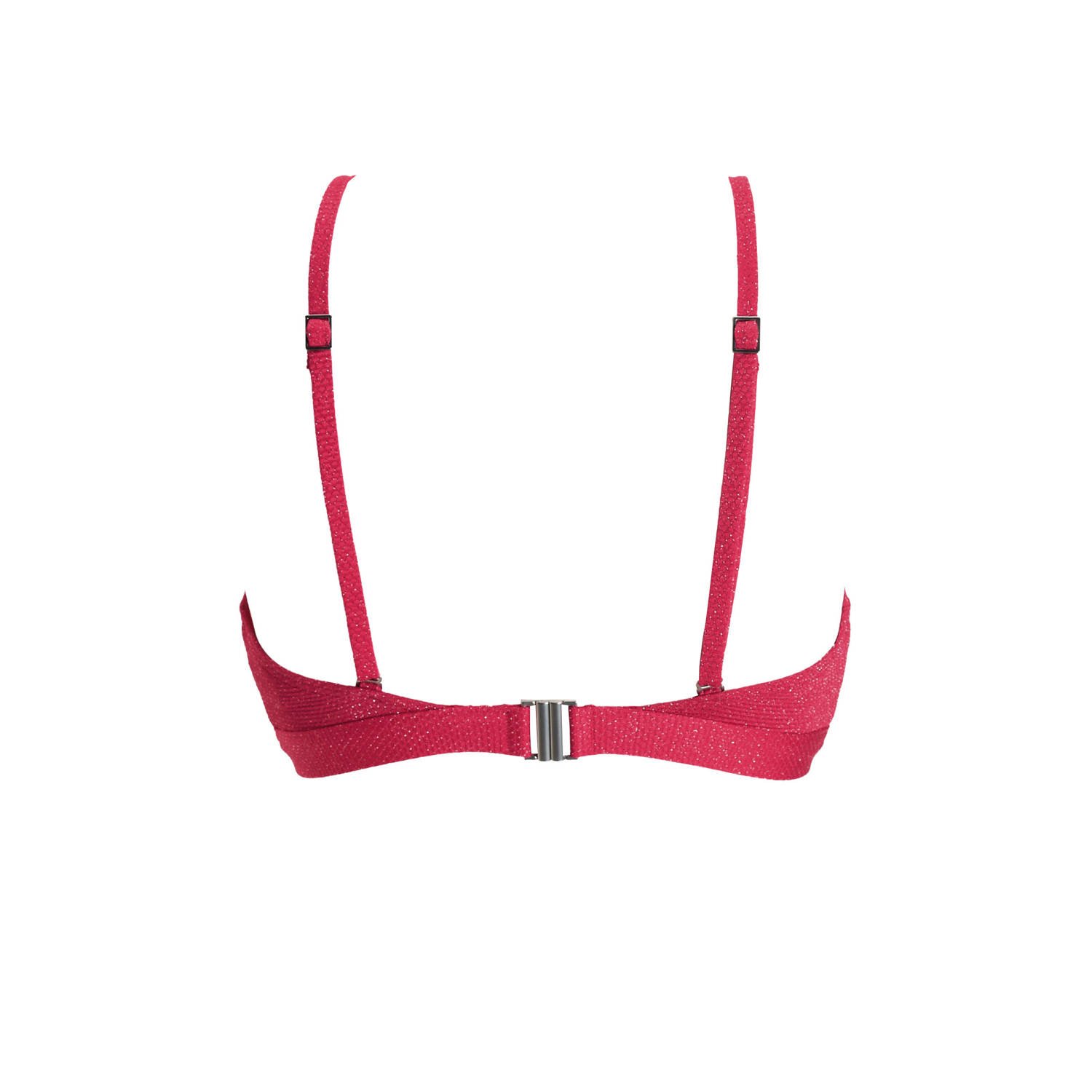 BEACHWAVE voorgevormde crop bikinitop met lurex rood