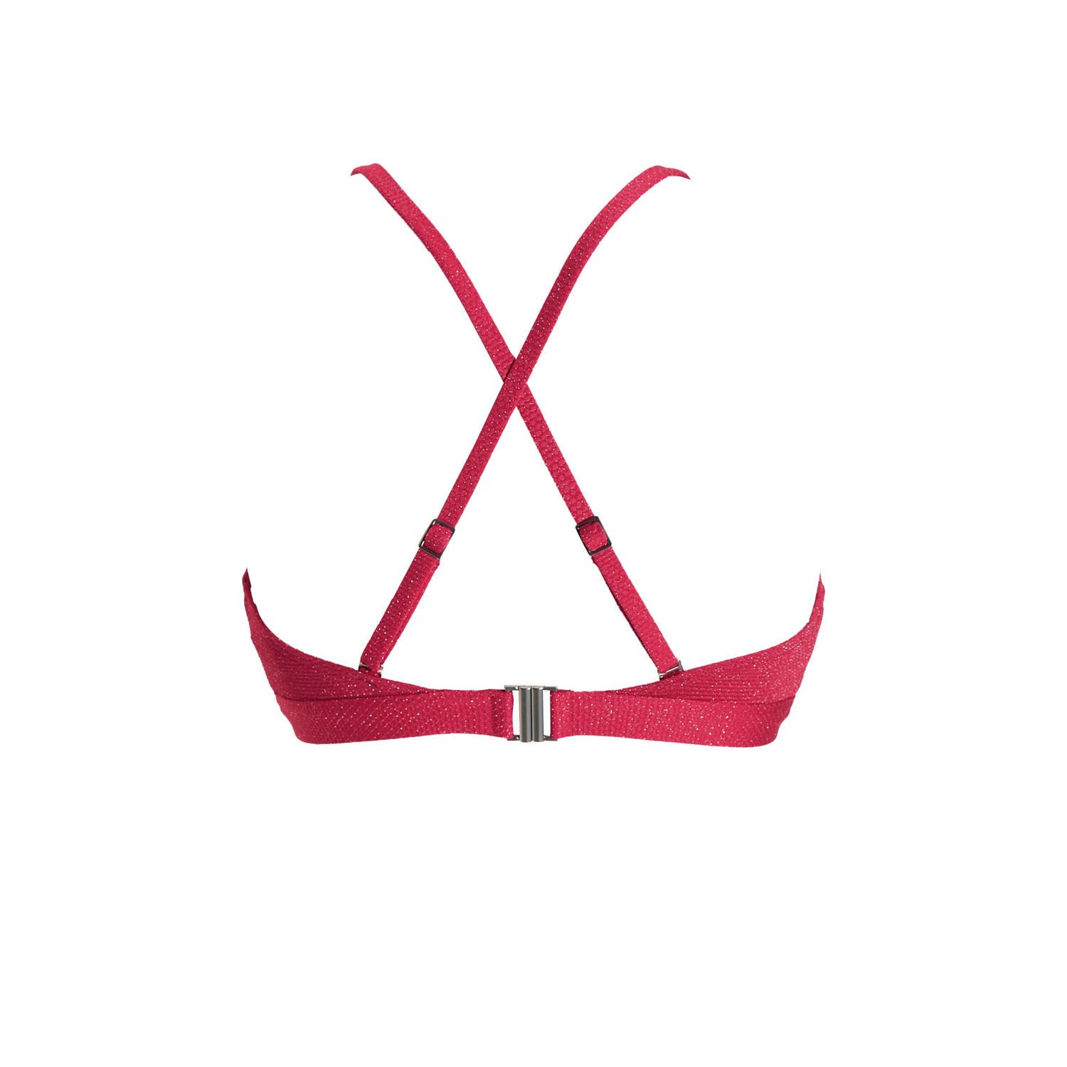BEACHWAVE voorgevormde crop bikinitop met lurex rood