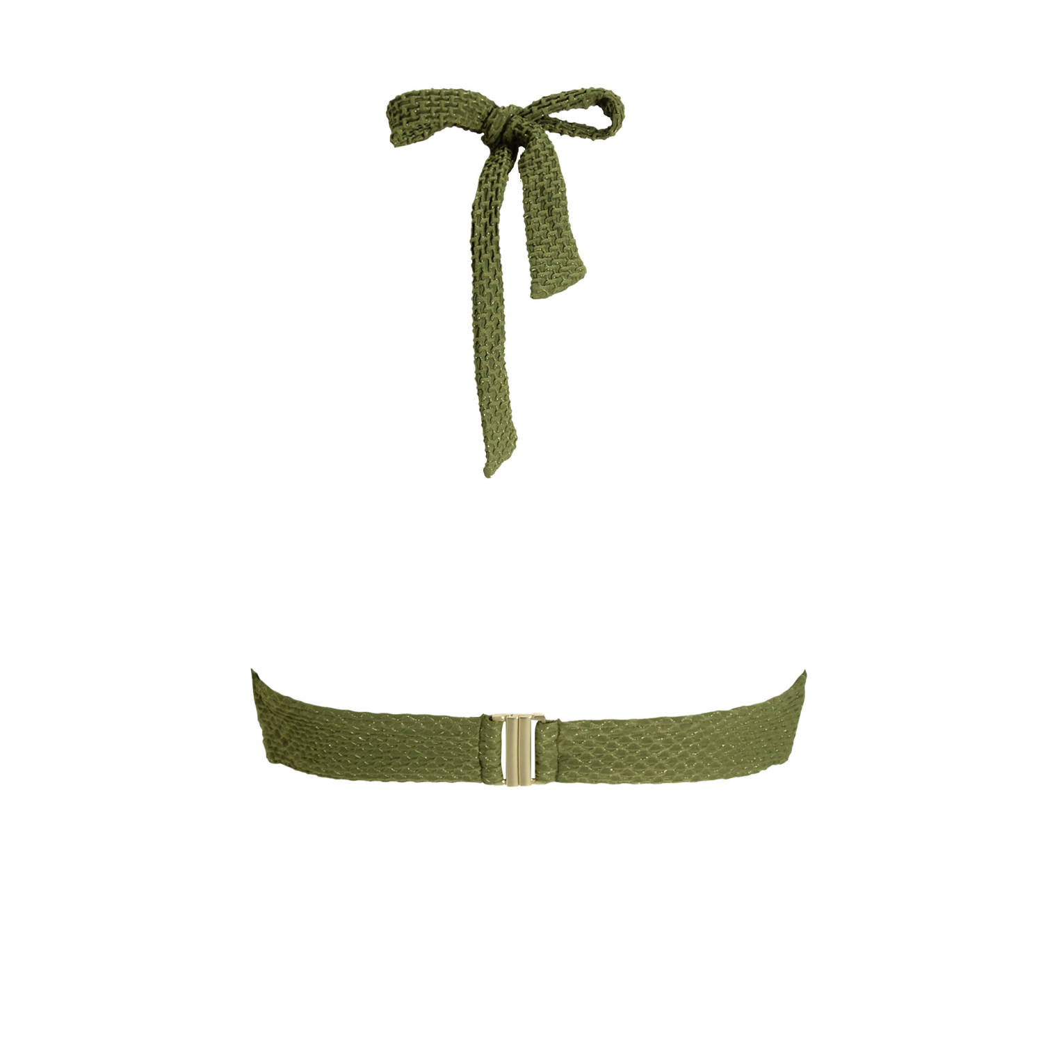 BEACHWAVE voorgevormde halter bikinitop met lurex groen