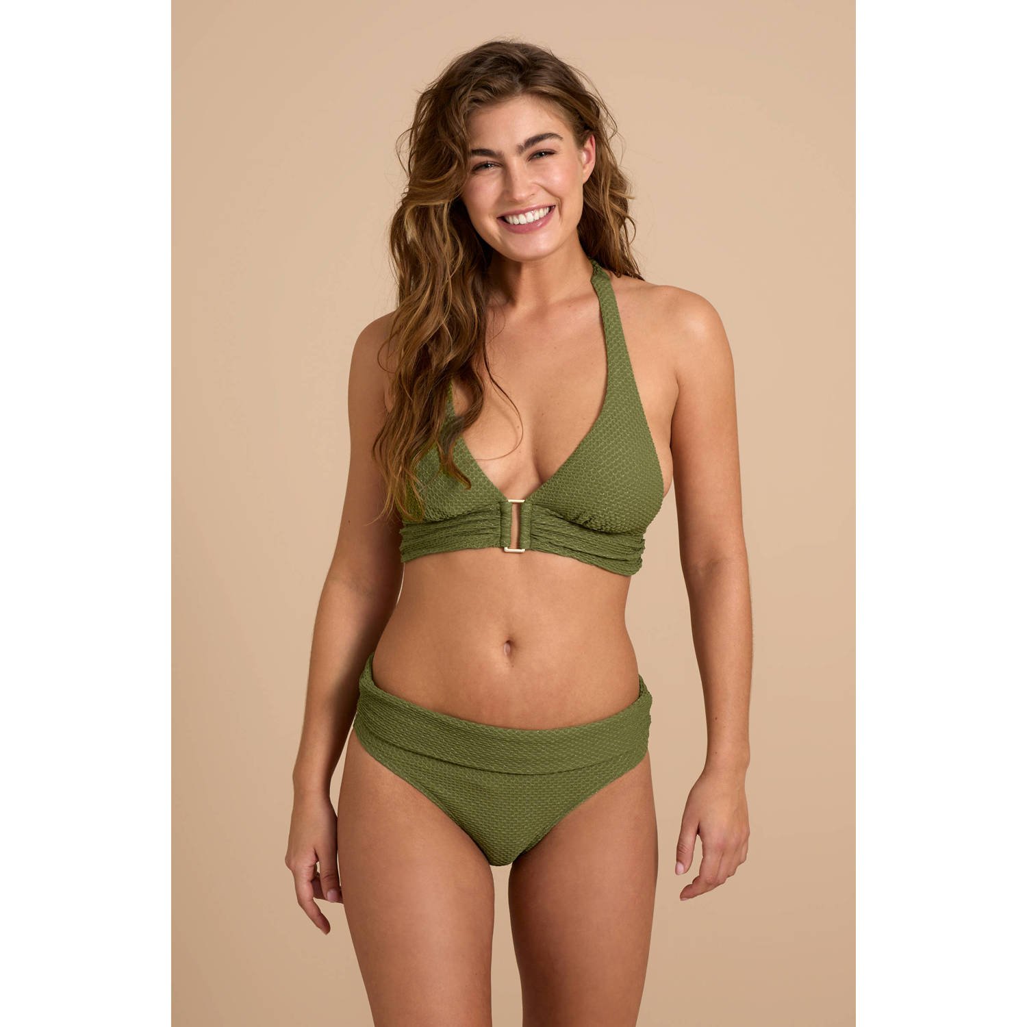 BEACHWAVE omslag bikinibroekje met lurex groen