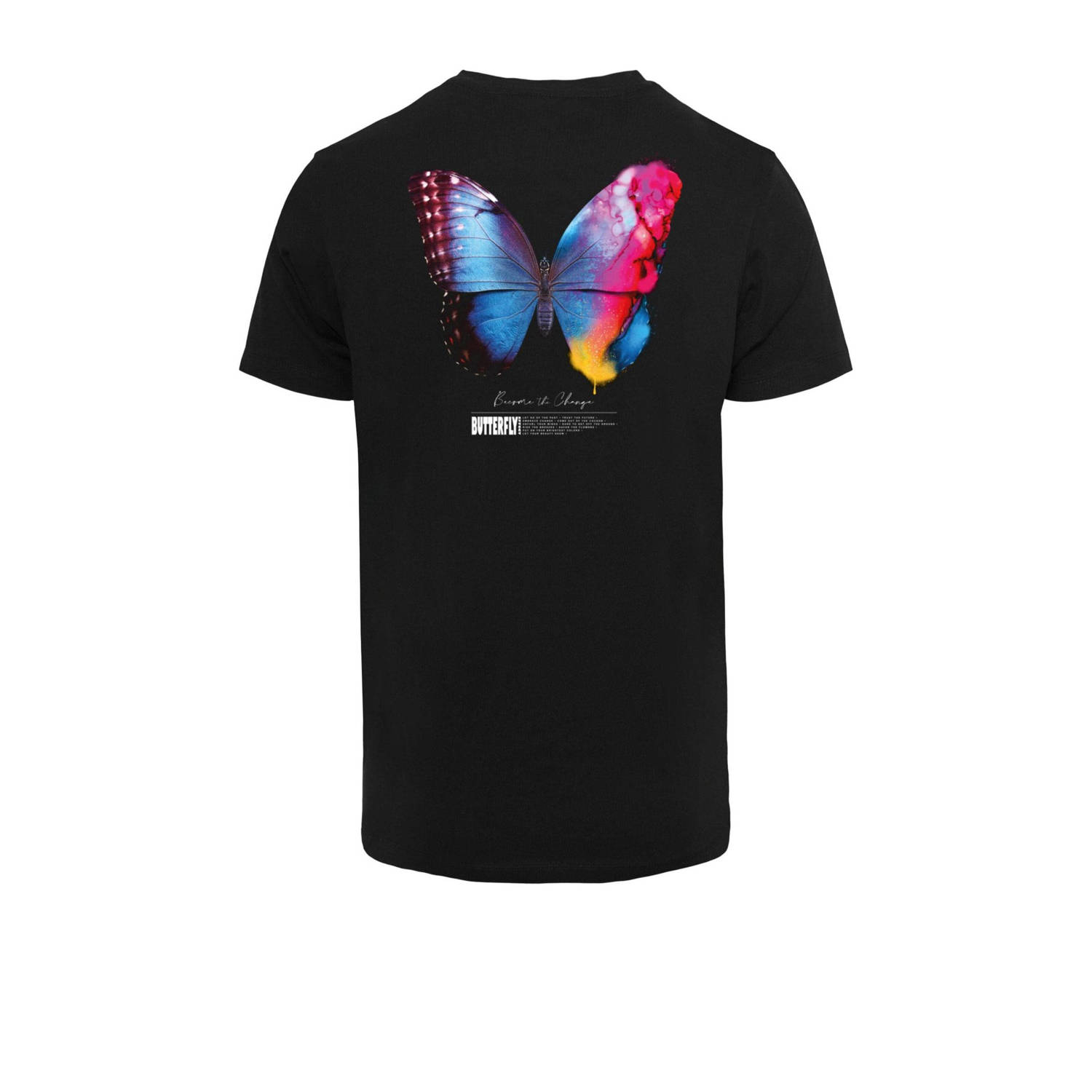 Mister Tee T-shirt met backprint zwart