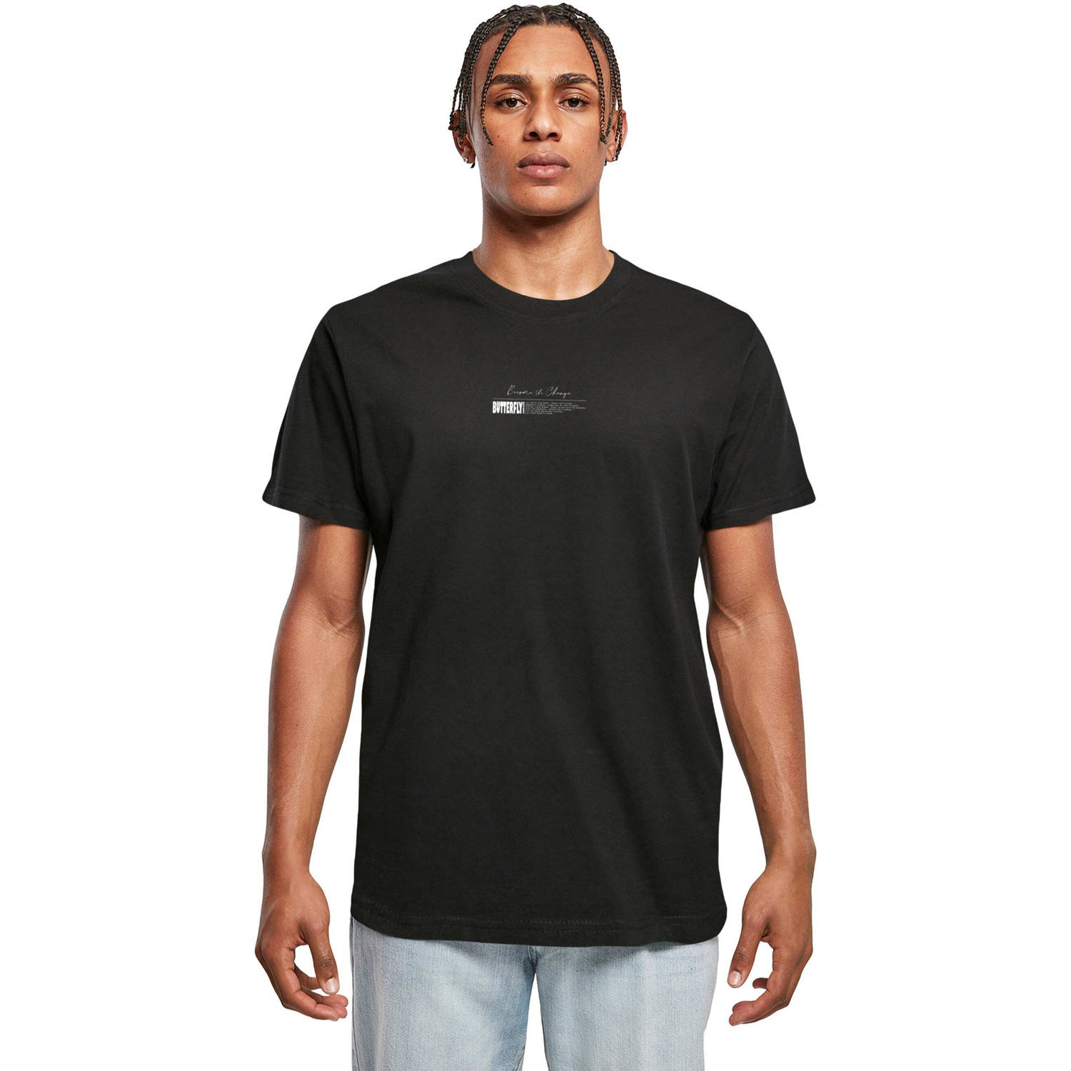 Mister tee T-shirt met motiefprint aan de achterkant model 'Become the Change'