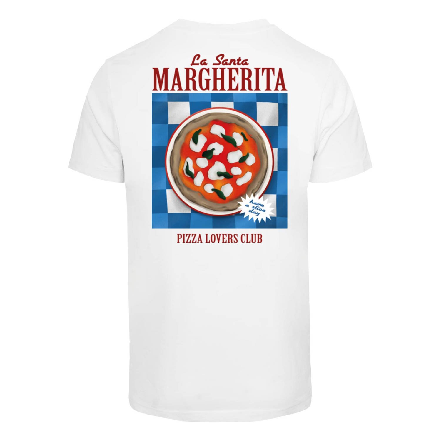 Mister Tee regular fit T-shirt Pizza Lovers Club met backprint wit
