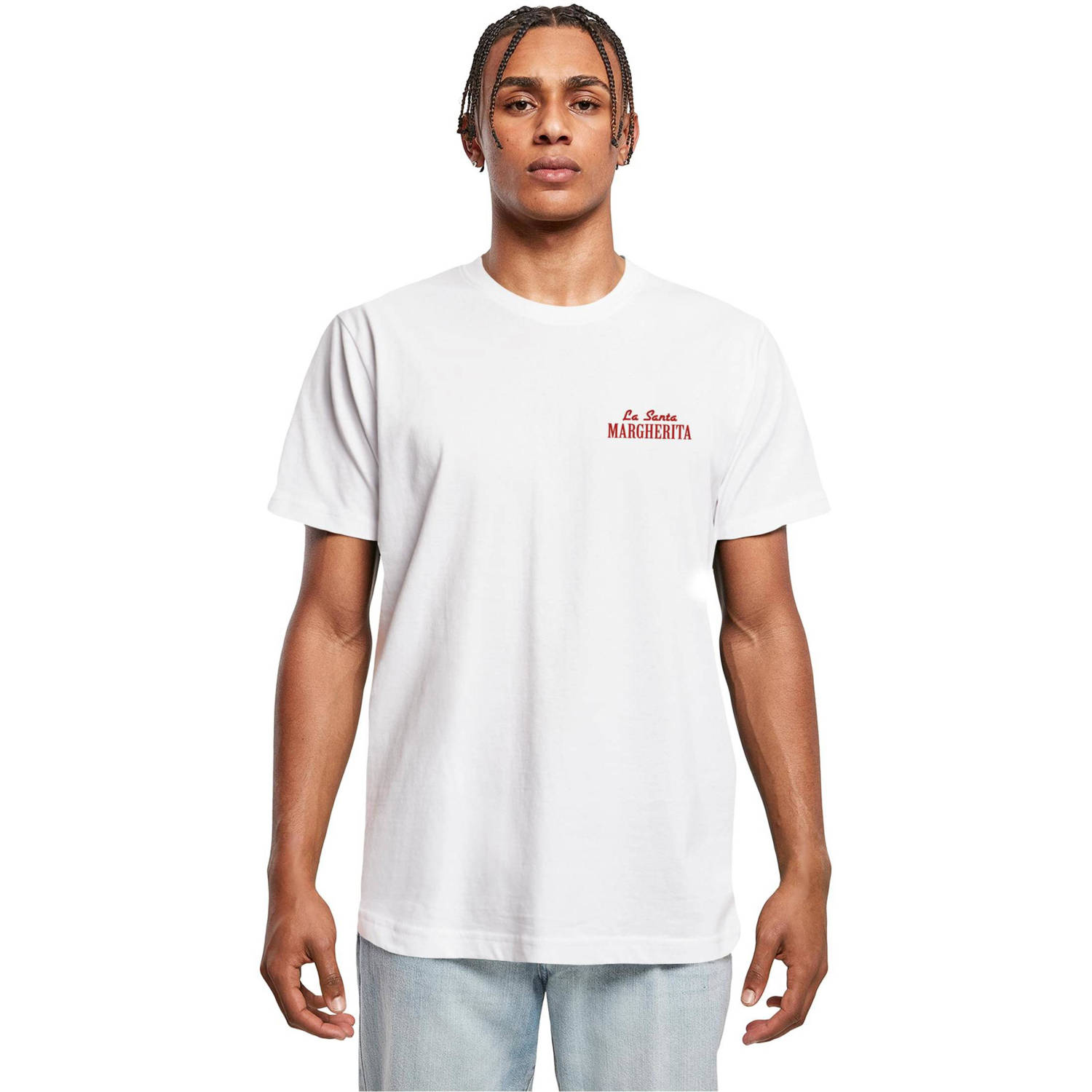 Mister Tee regular fit T-shirt Pizza Lovers Club met backprint wit