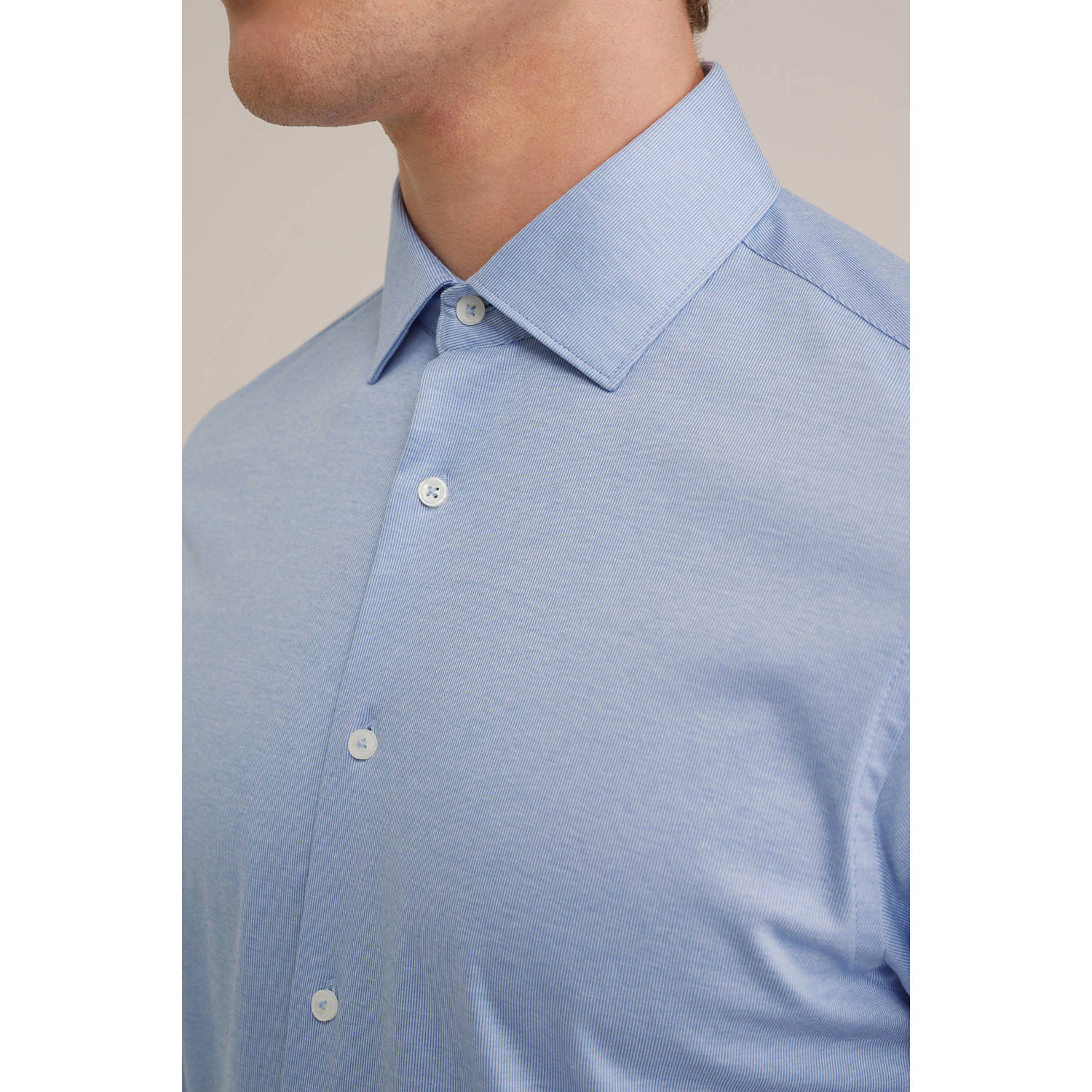 WE Fashion WE Fundamentals slim fit overhemd met jacquard