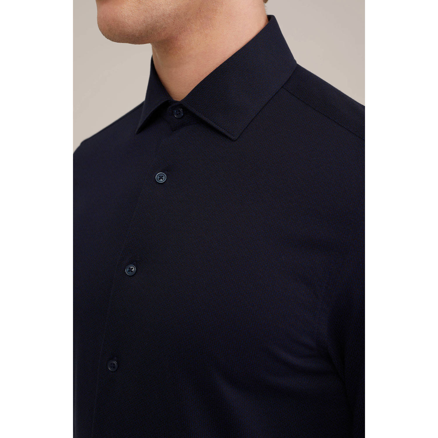 WE Fashion WE Fundamentals slim fit overhemd met jacquard