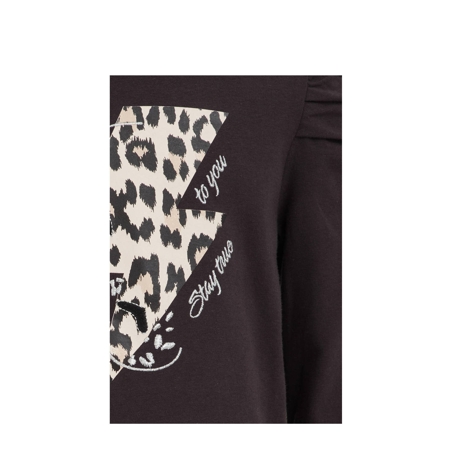 WE Fashion longsleeve met printopdruk antraciet