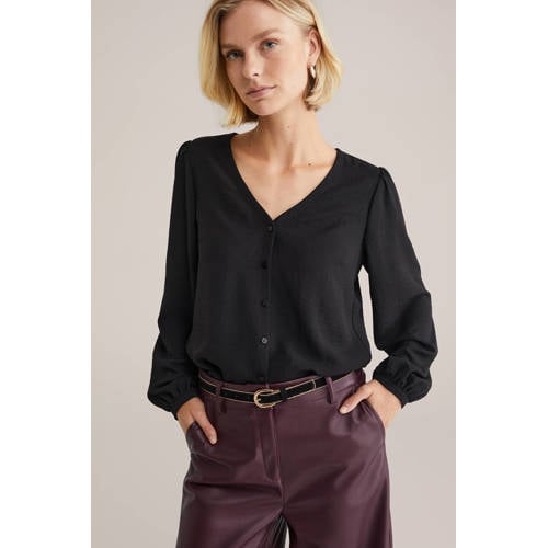 WE Fashion riem met contract stiksels zwart afbeelding