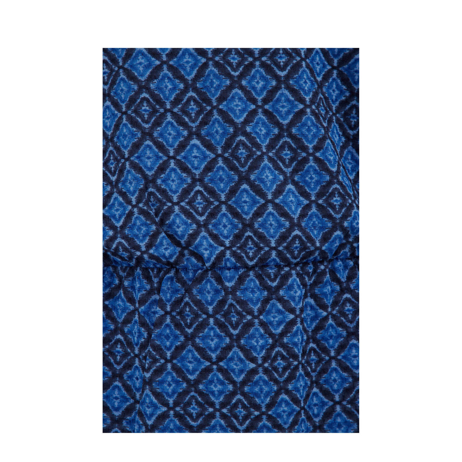 WE Fashion jurk met all over print en ruches blauw