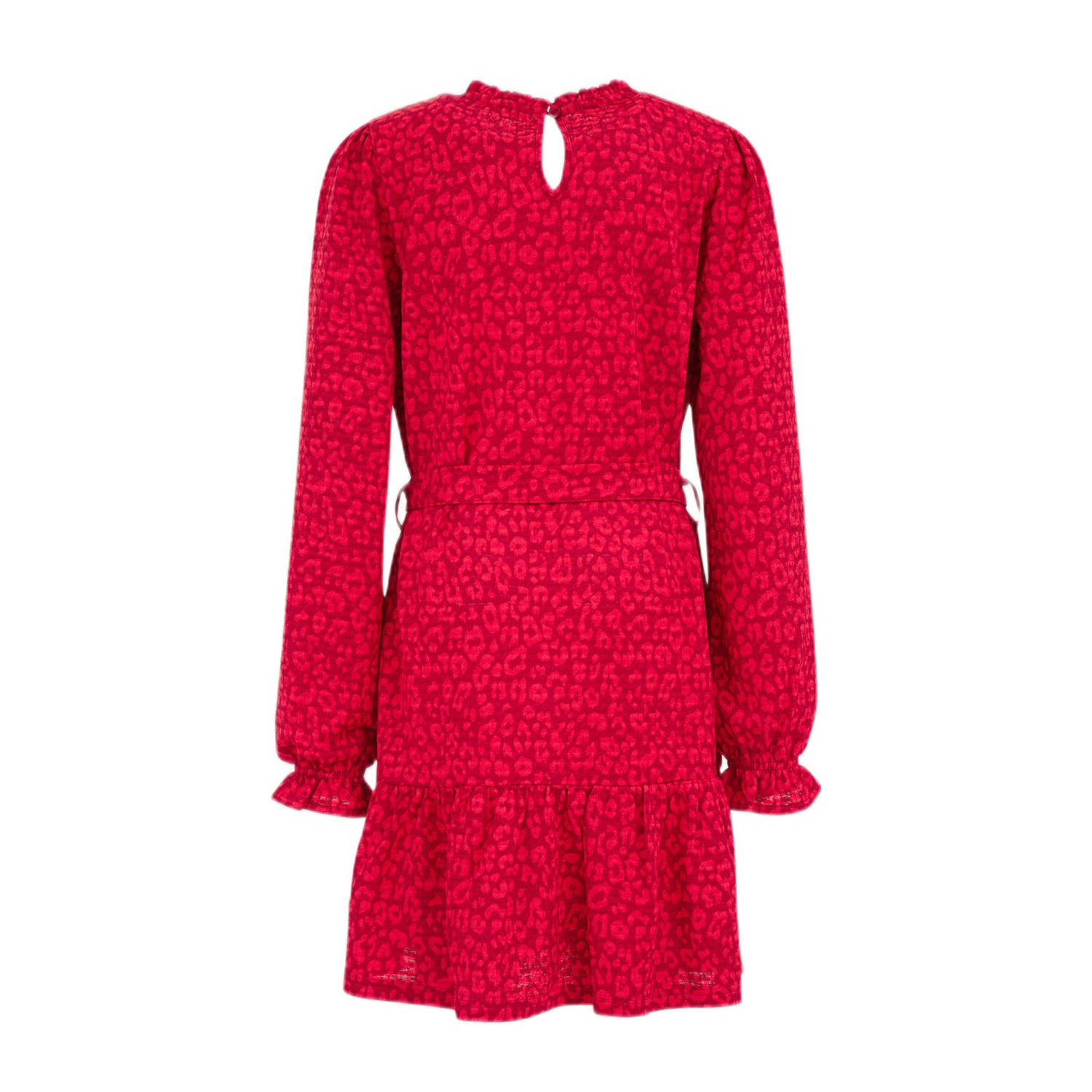 WE Fashion jurk met all over print en plooien rood