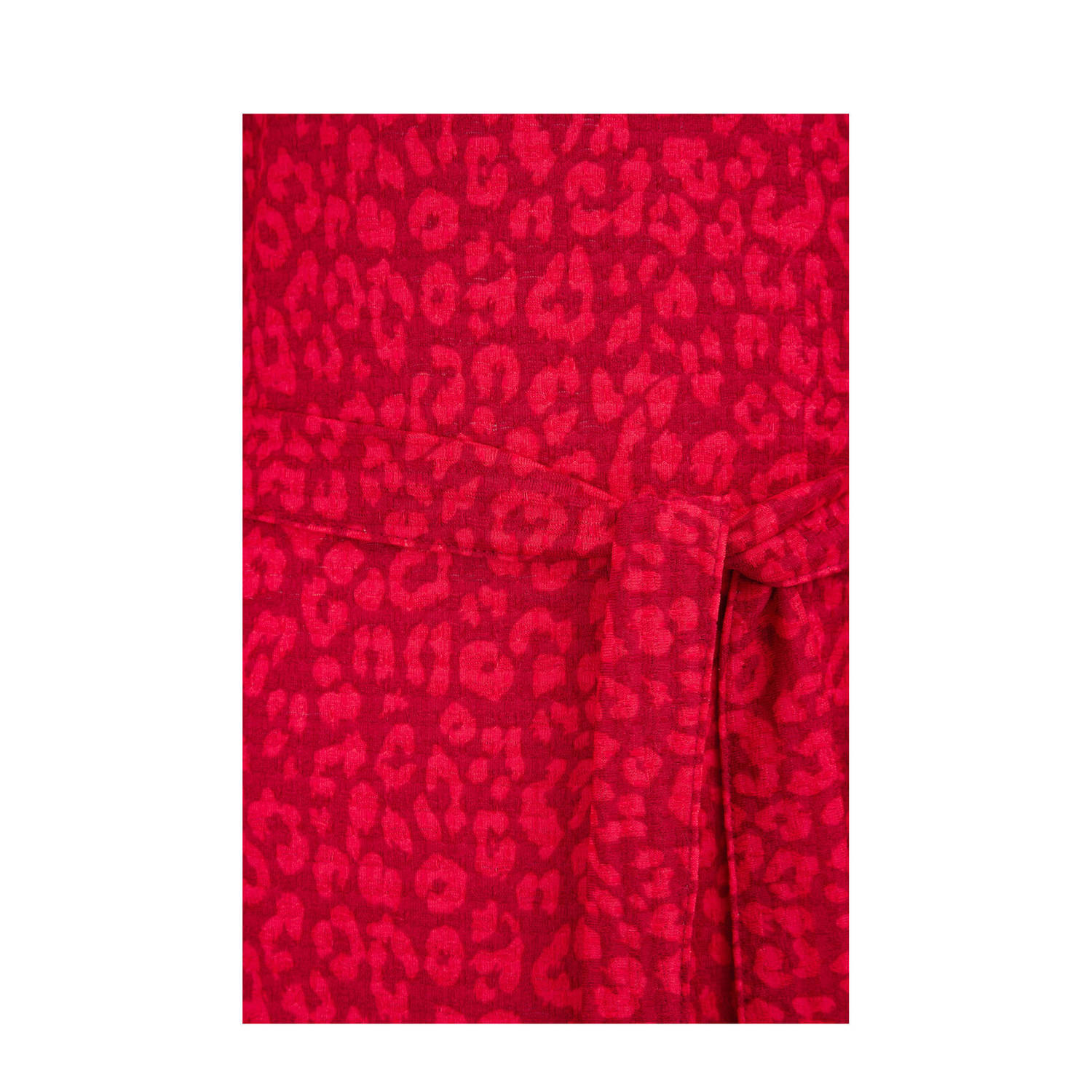 WE Fashion jurk met all over print en plooien rood