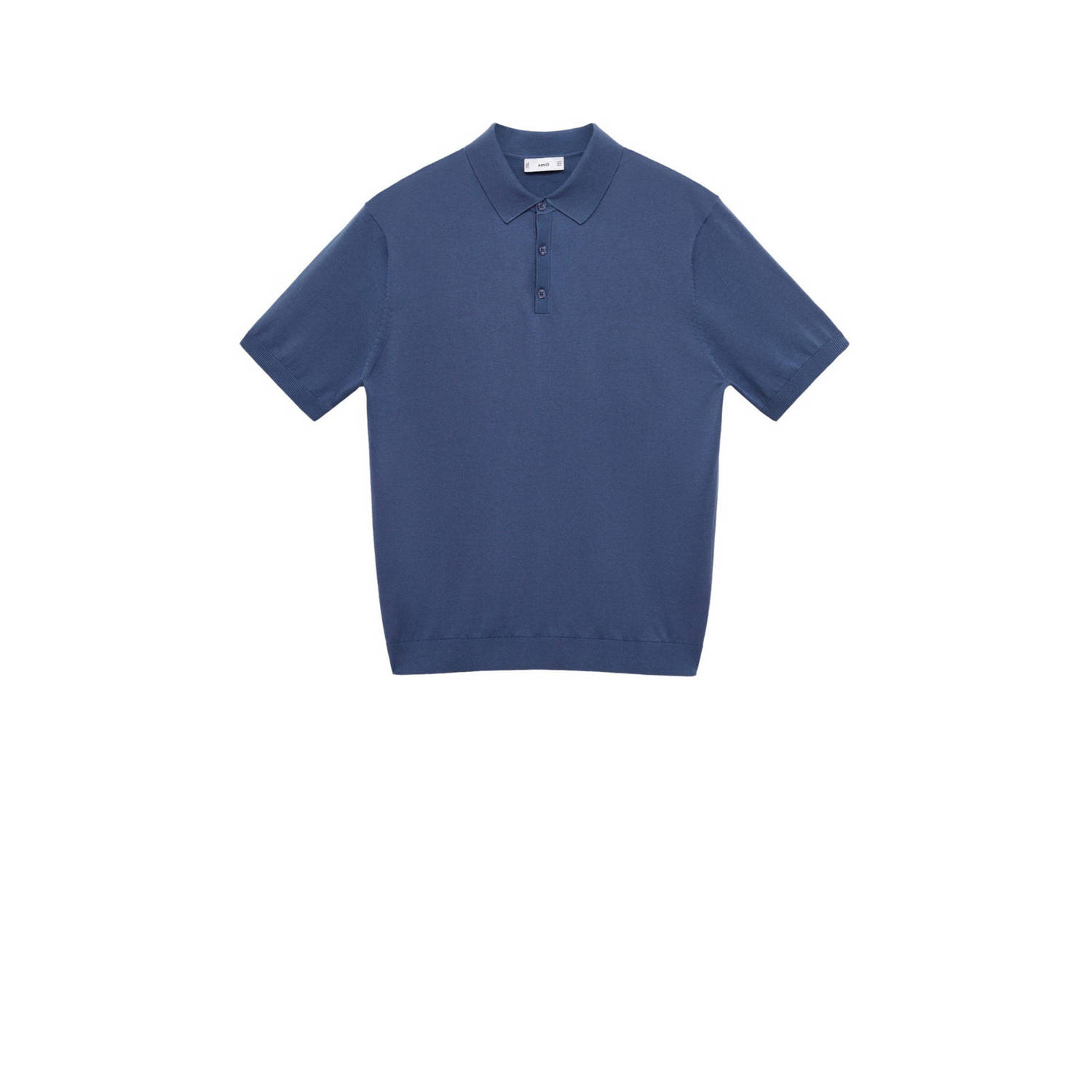 Mango Man gebreide regular fit polo donkerblauw