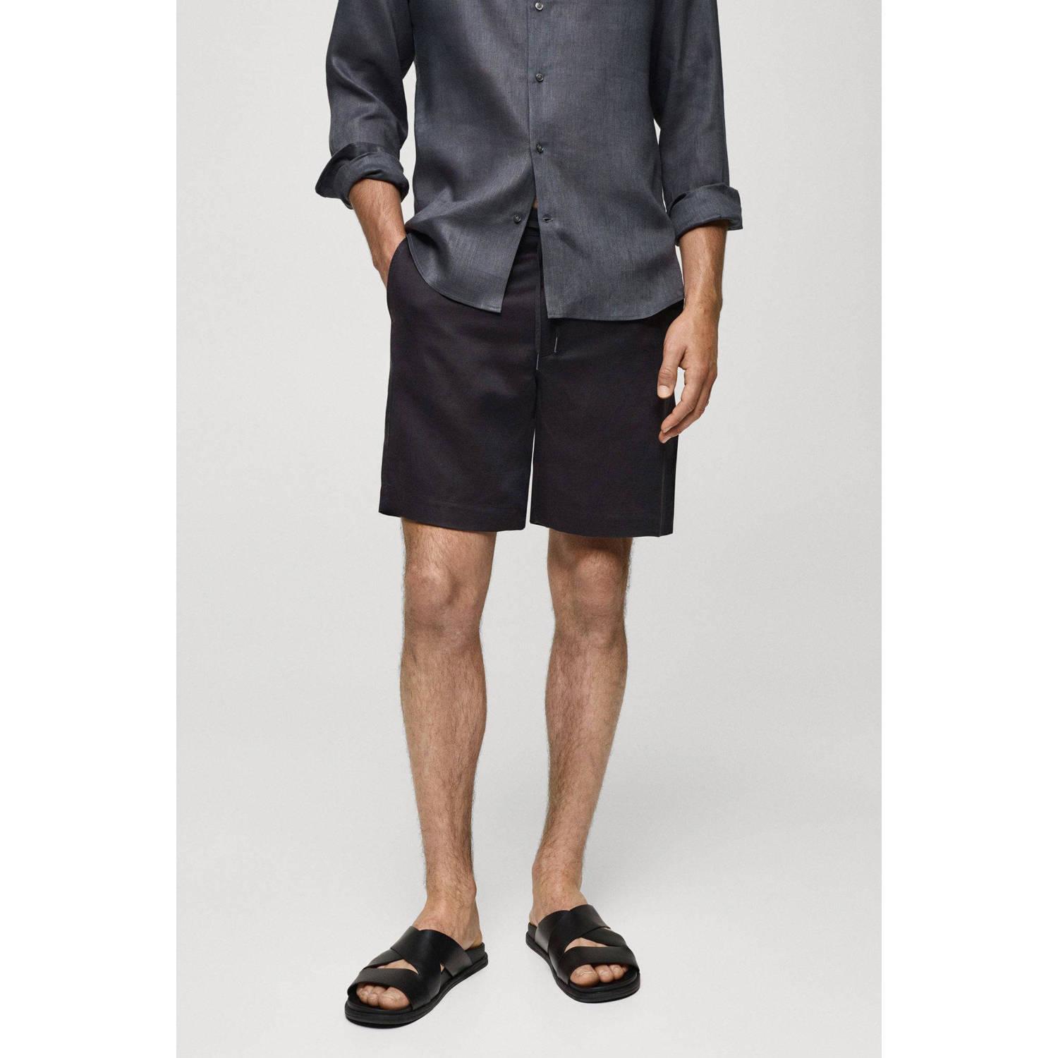 Mango Man regular fit short grijs