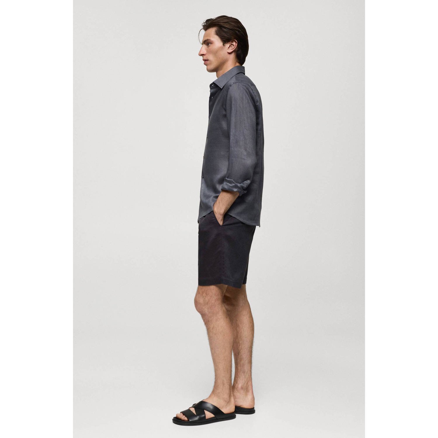 Mango Man regular fit short grijs