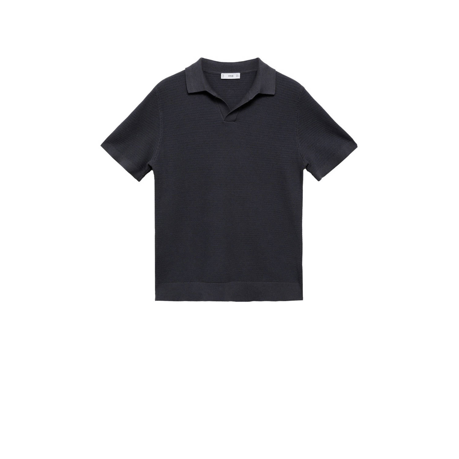 Mango Man grofgebreide regular fit polo donkergrijs