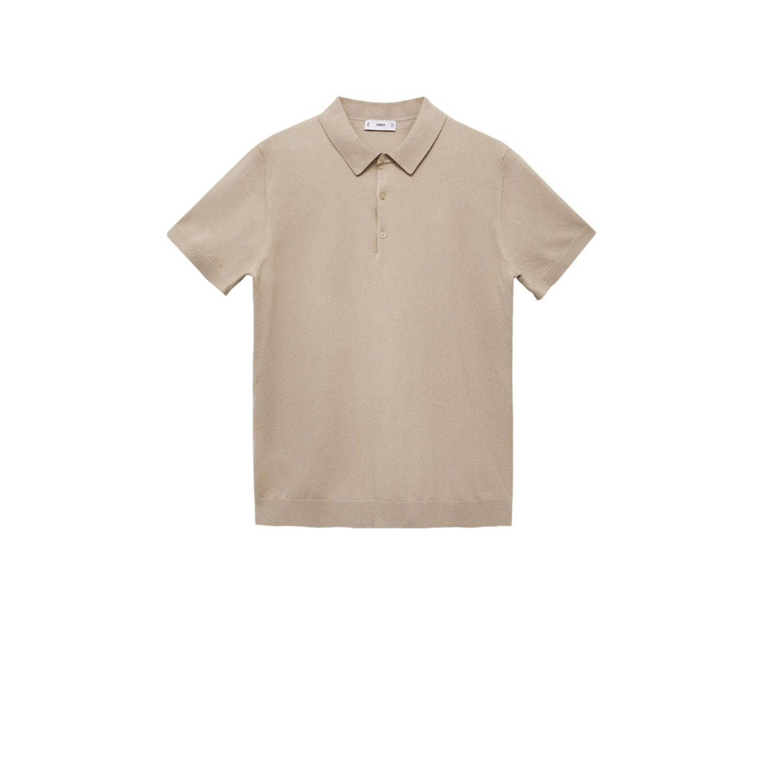 Mango Man gebreide regular fit polo beige