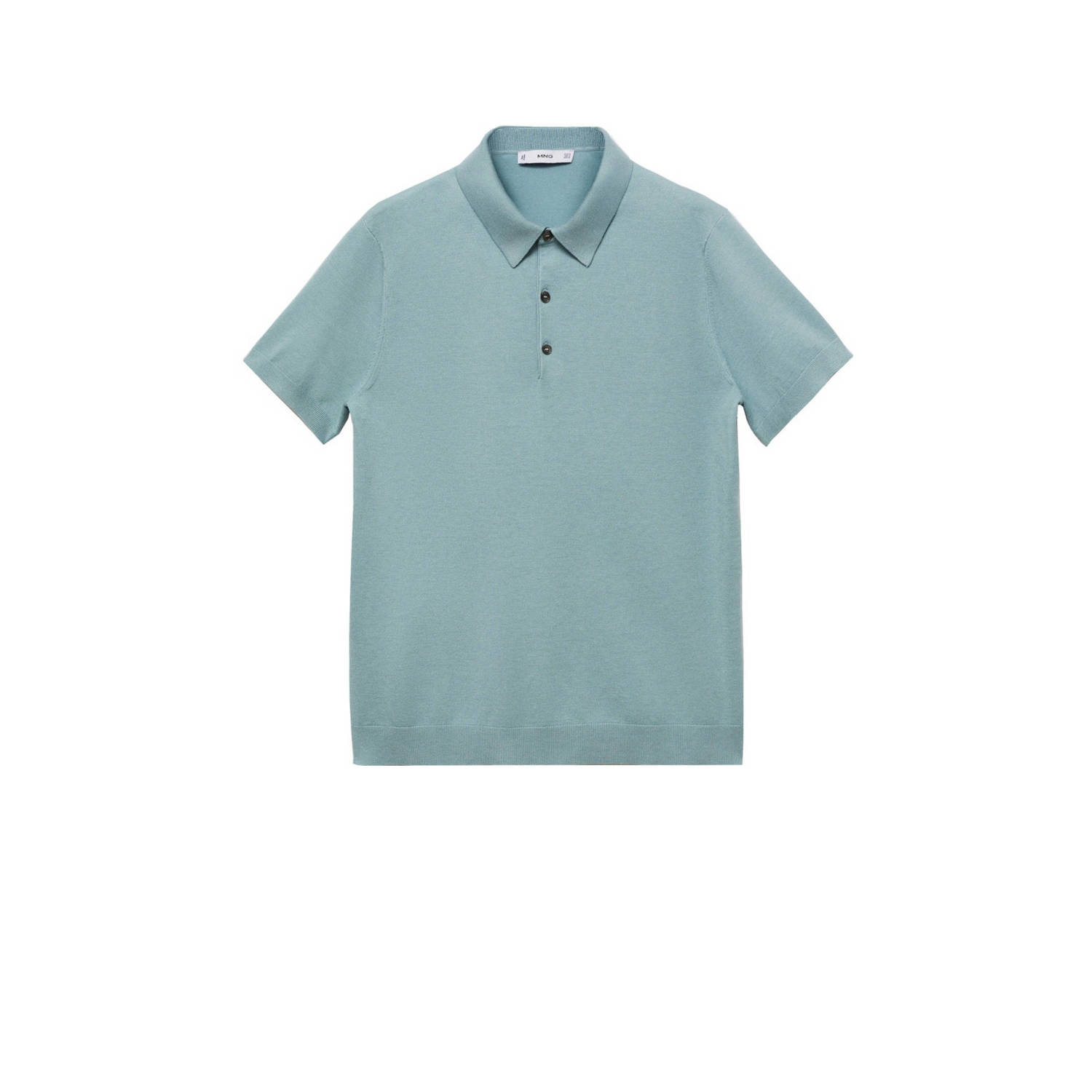 Mango Man gebreide regular fit polo turquoise