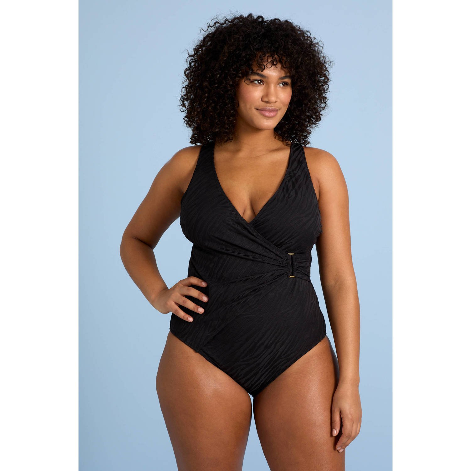 BEACHWAVE Curve corrigerend badpak zwart