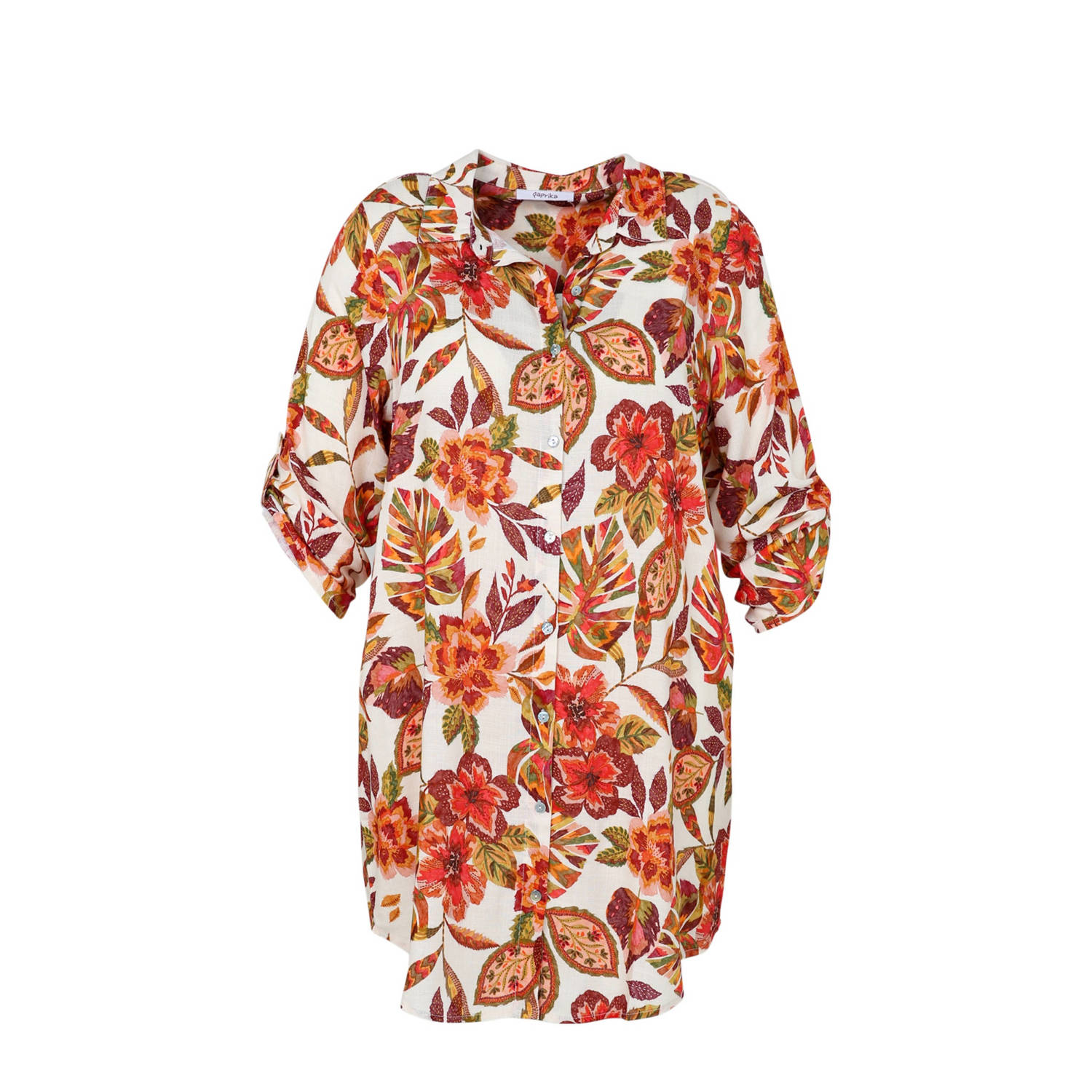 Paprika gebloemde blouse oranje wit