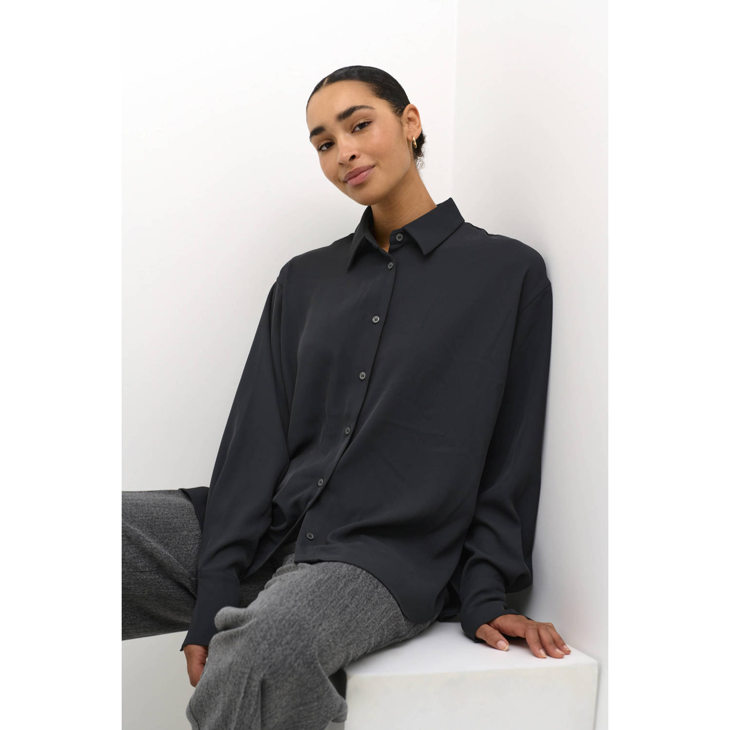 Kaffe Klassieke Shirt Zwart Oester Top Black Dames