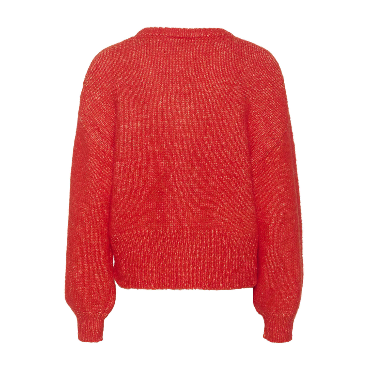 Kaffe Rode Melange Trui met Pofmouwen Red Dames