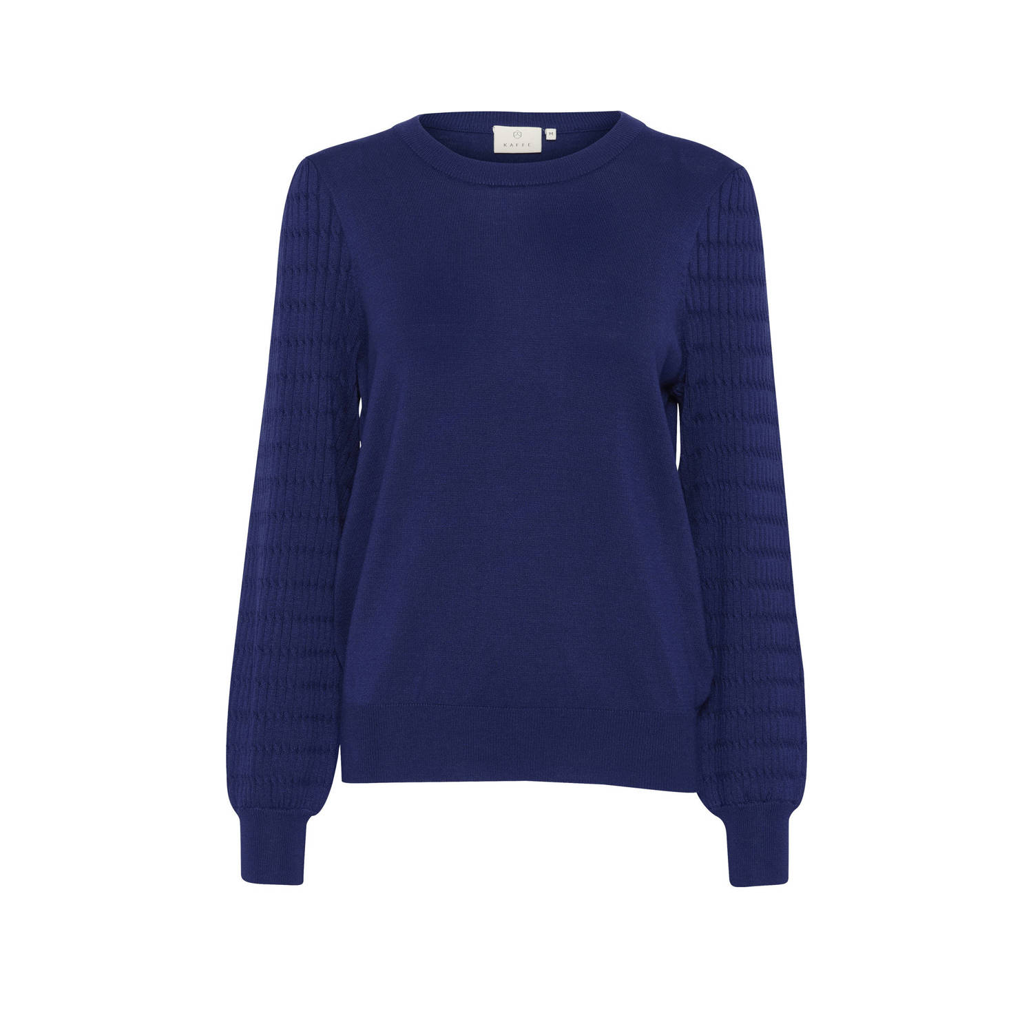 Kaffe Blauwe Gebreide Trui met Pofmouwen Blue Dames