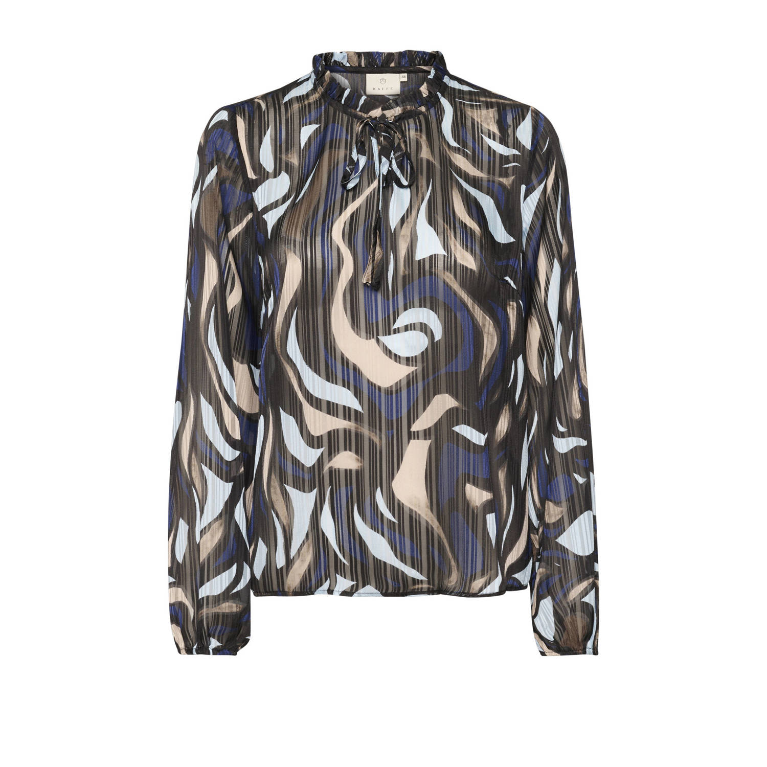 Kaffe blousetop met all over print blauw grijs