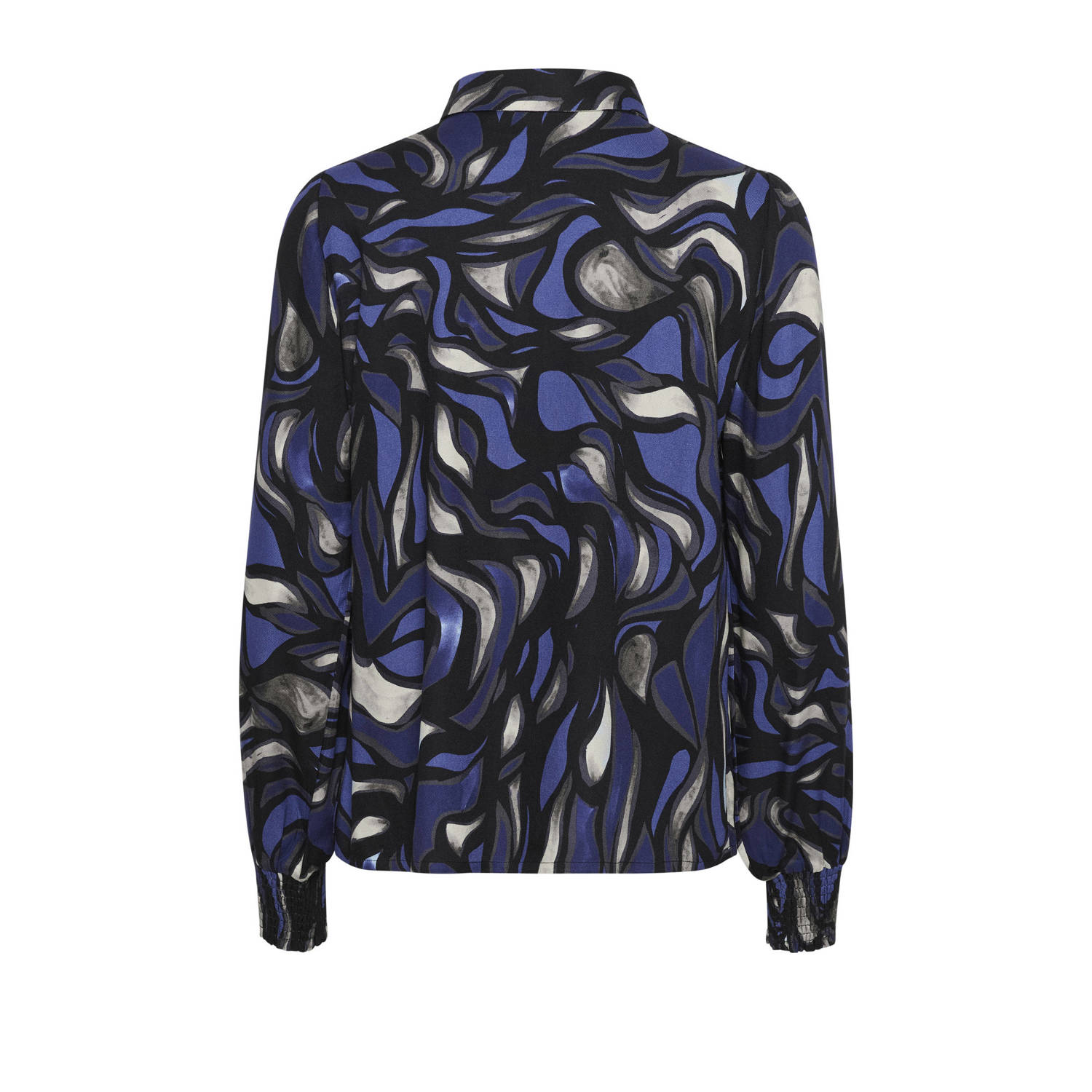 Kaffe blouse met all over print blauw zwart gijs