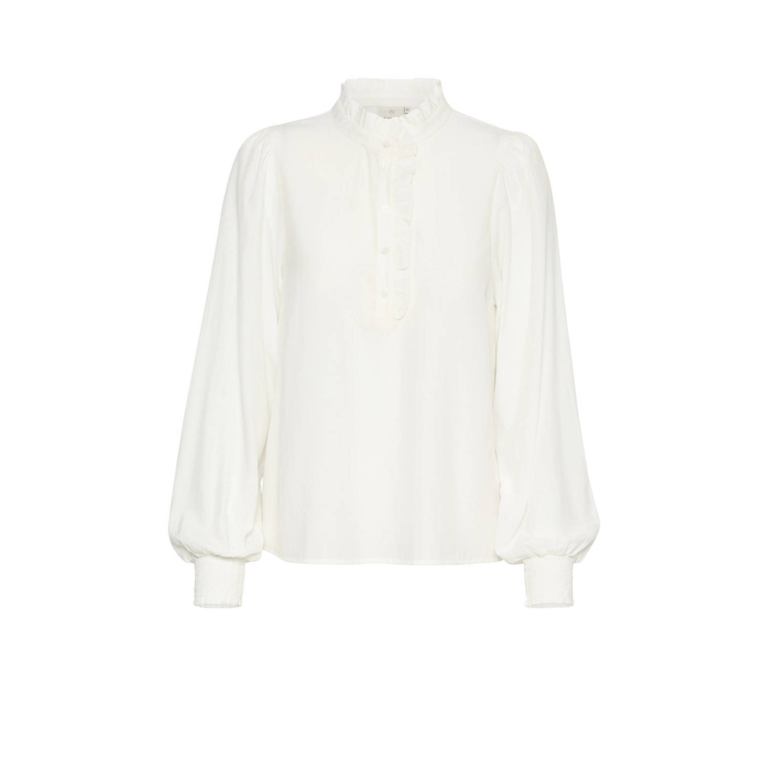 Kaffe Vrouwelijke Blouse met Pofmouwen White Dames