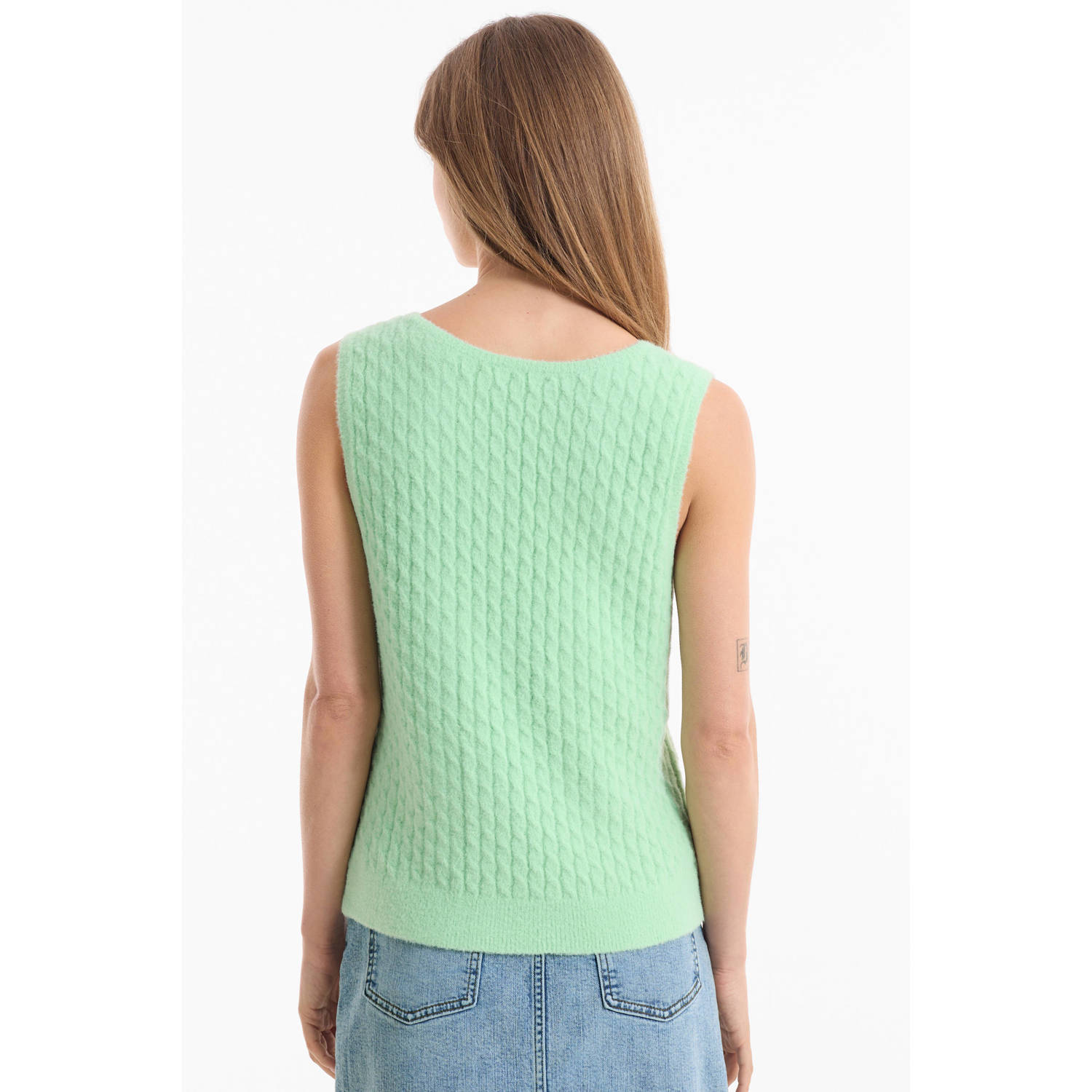 Ruby gebreide kabel spencer mintgroen