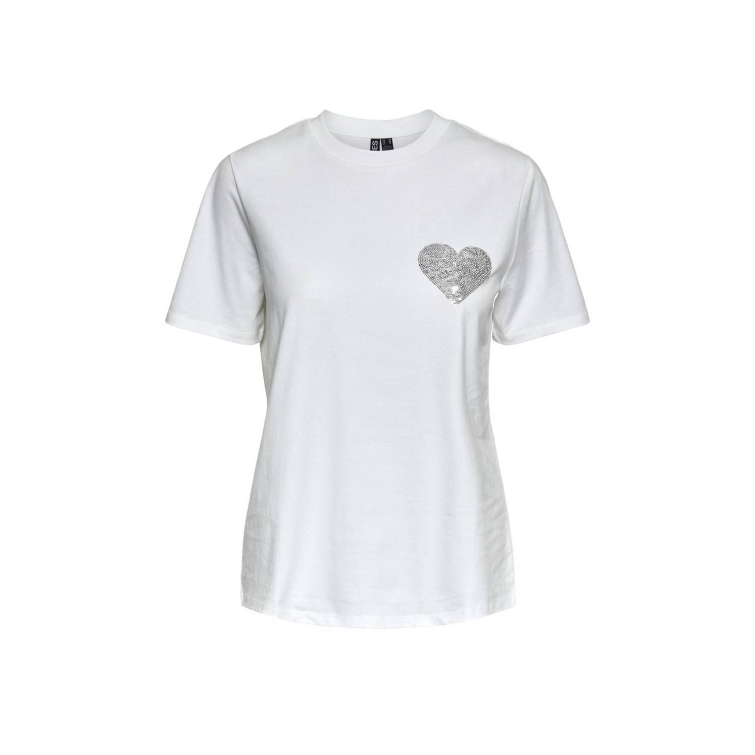 PIECES T-shirt wit zilver