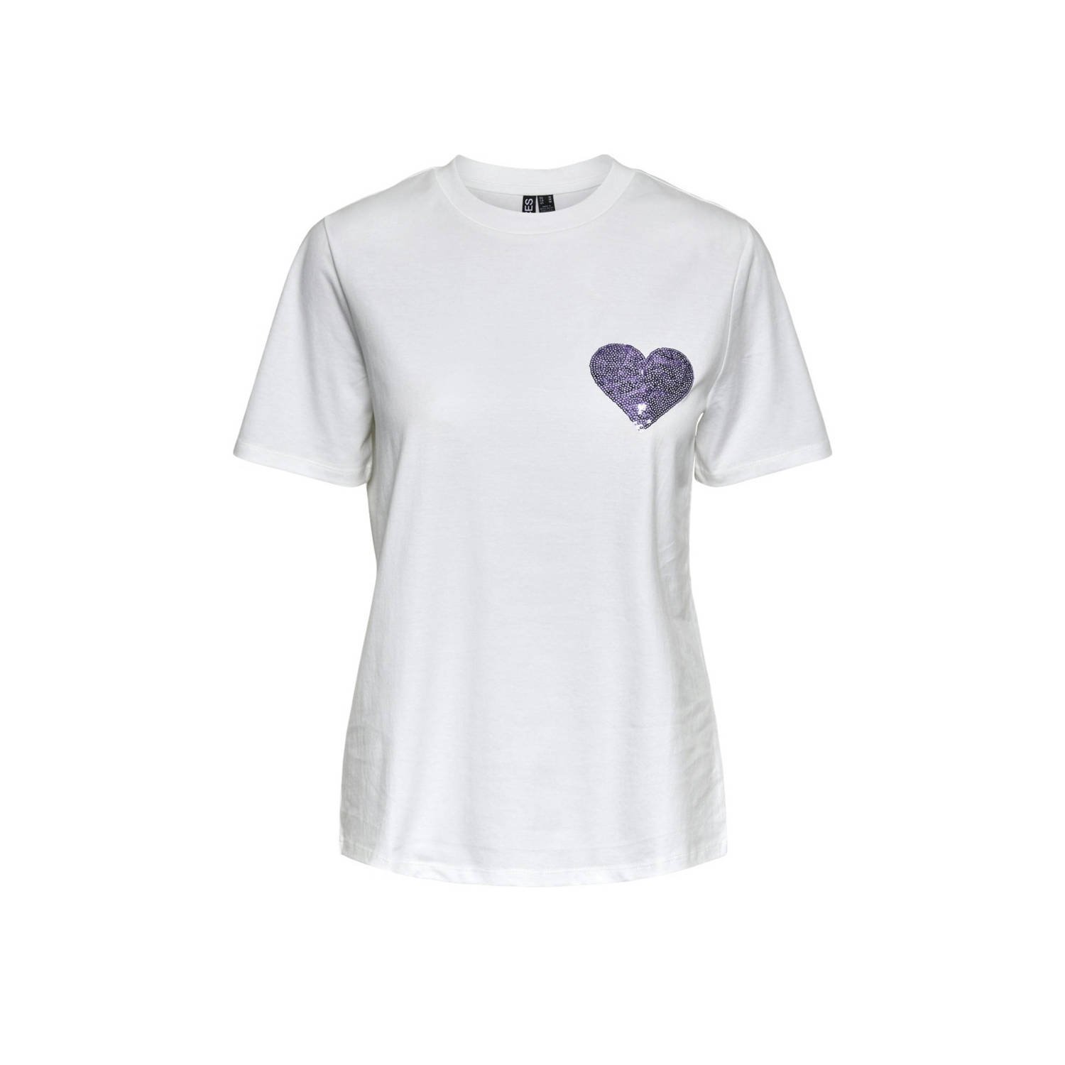 PIECES T-shirt wit paars