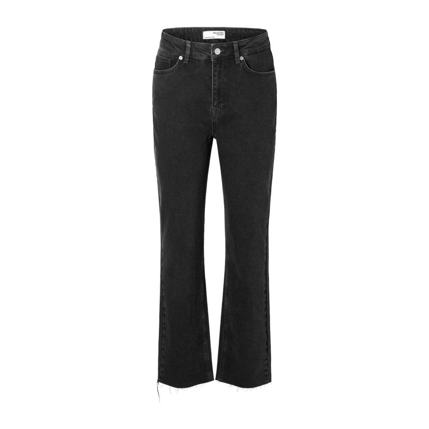 SELECTED FEMME high waist straight leg jeans black denim