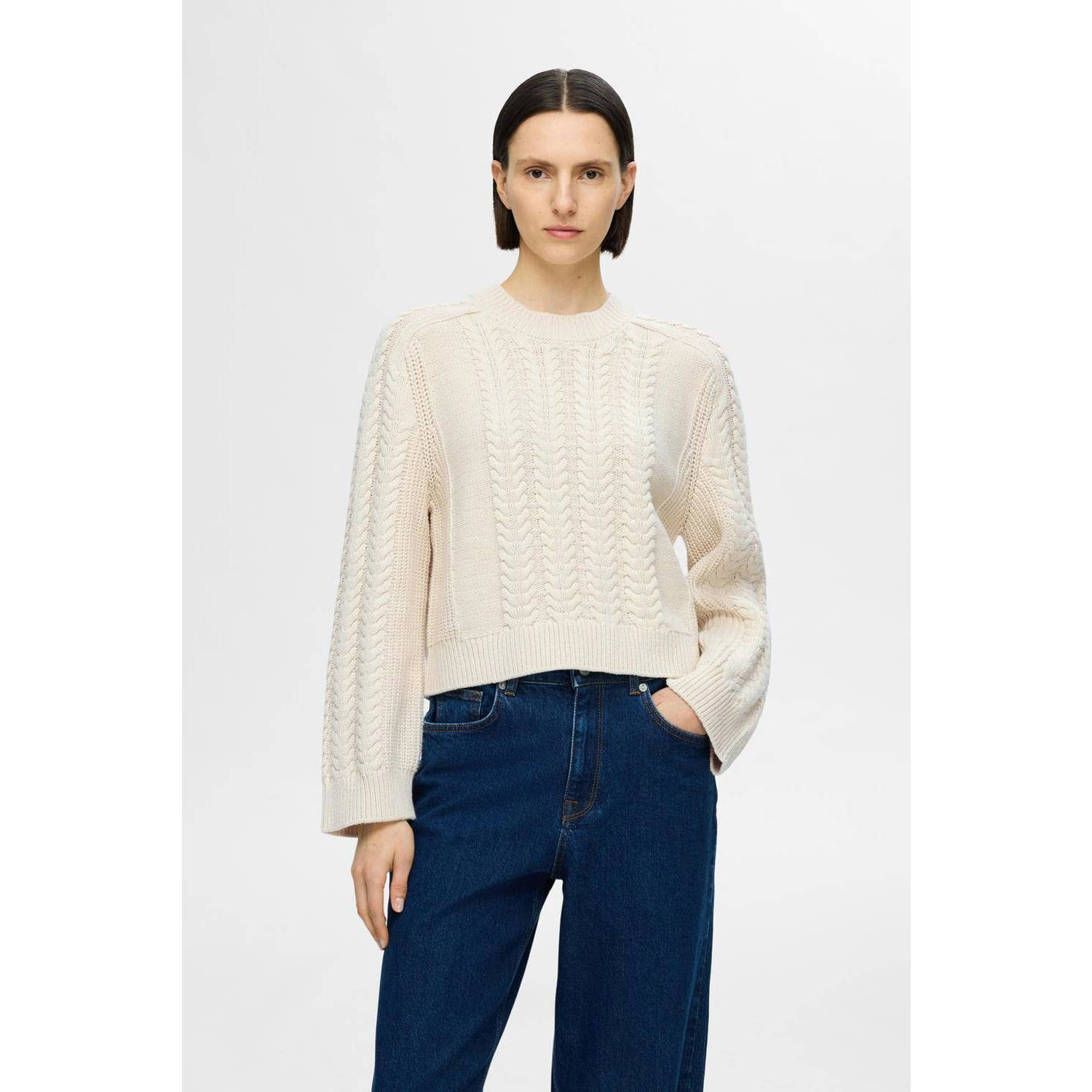 SELECTED FEMME gebreide trui ecru