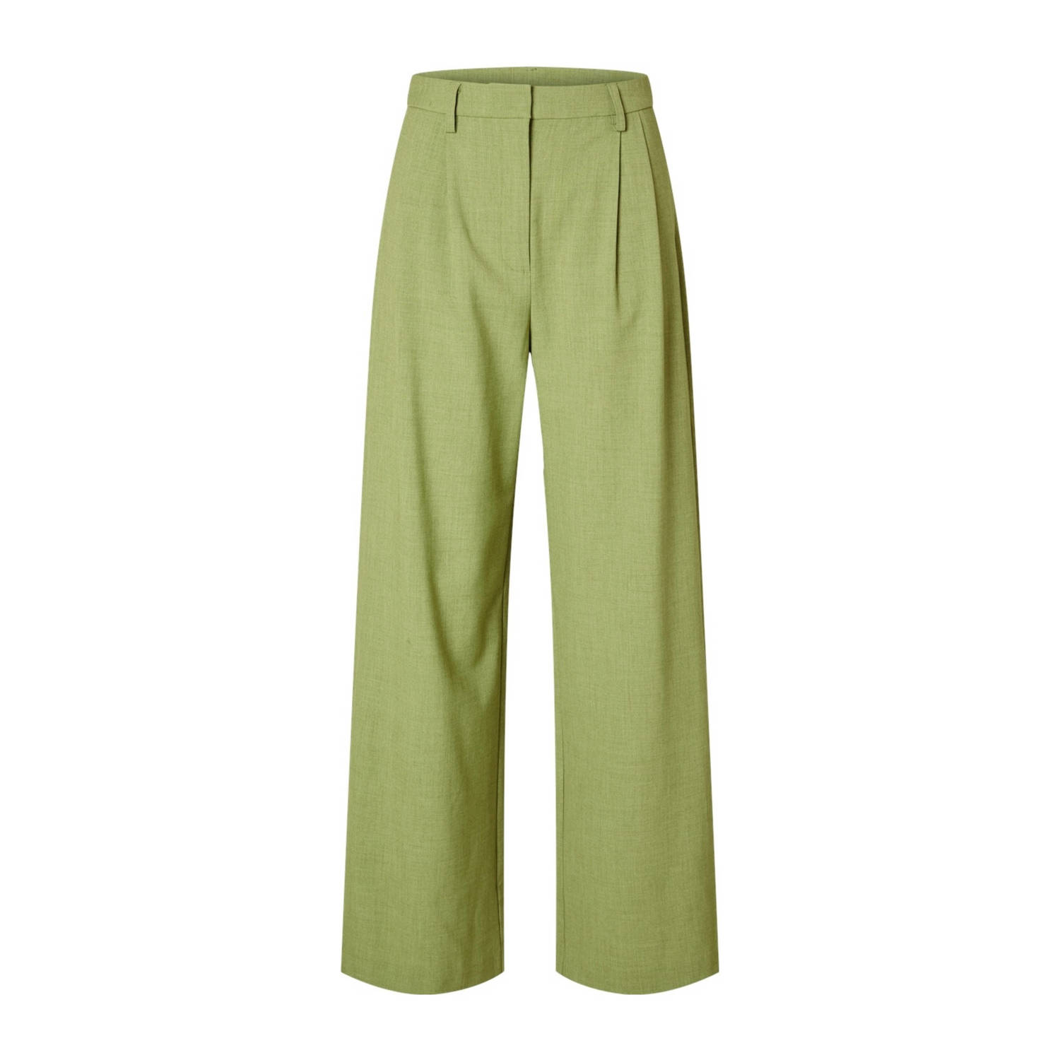 SELECTED FEMME high waist wide leg pantalon limegroen