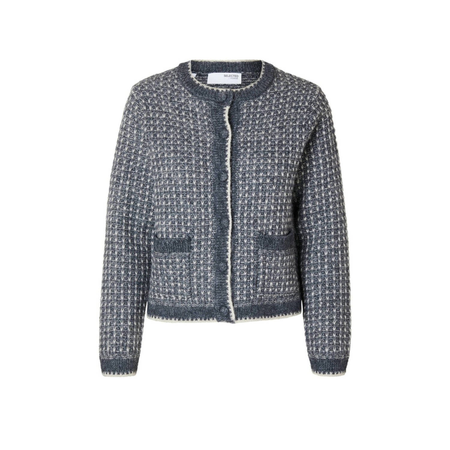 SELECTED FEMME vest met wol en paisleyprint grijs