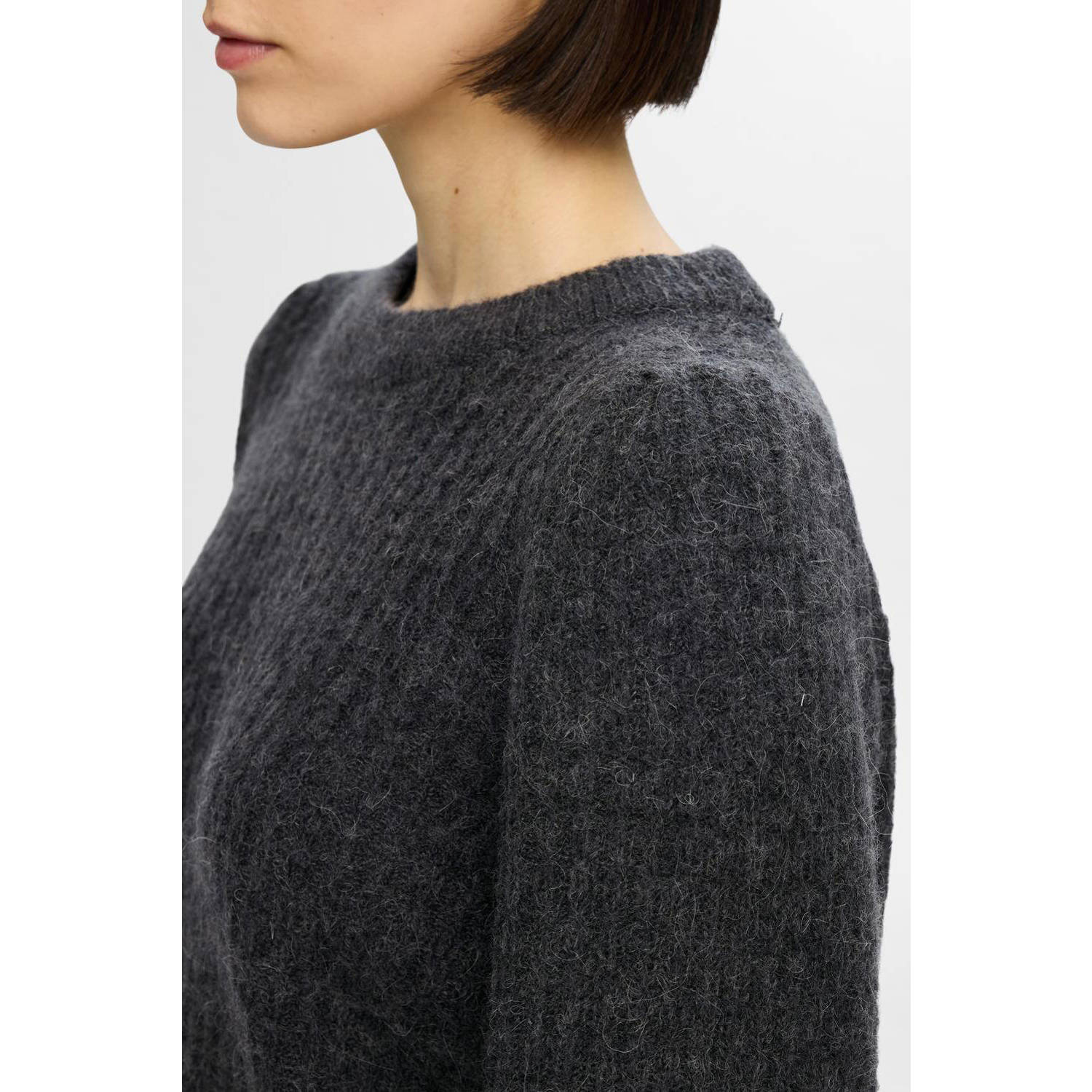 SELECTED FEMME wol gebreide trui grijs