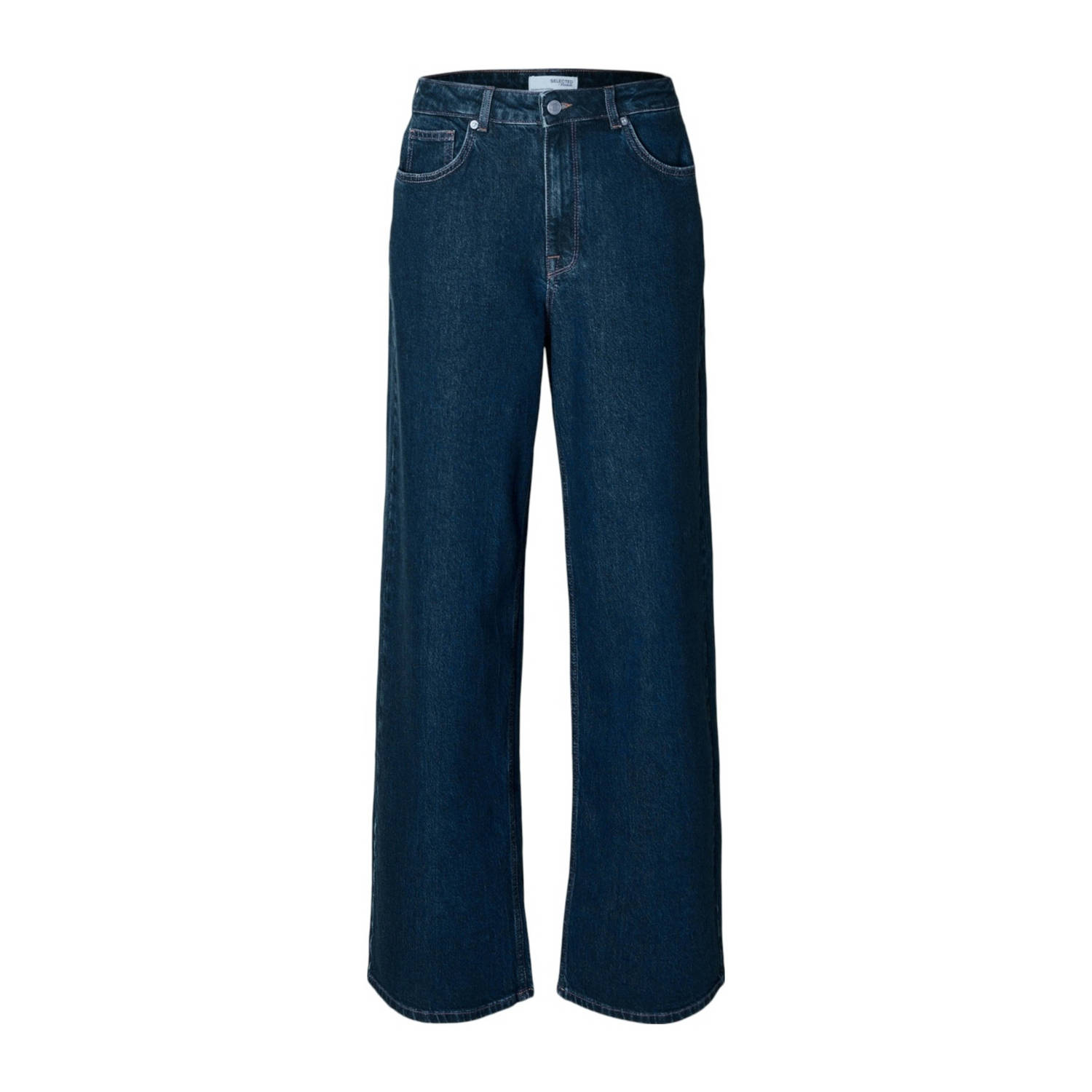 SELECTED FEMME low waist wide leg jeans dark blue denim